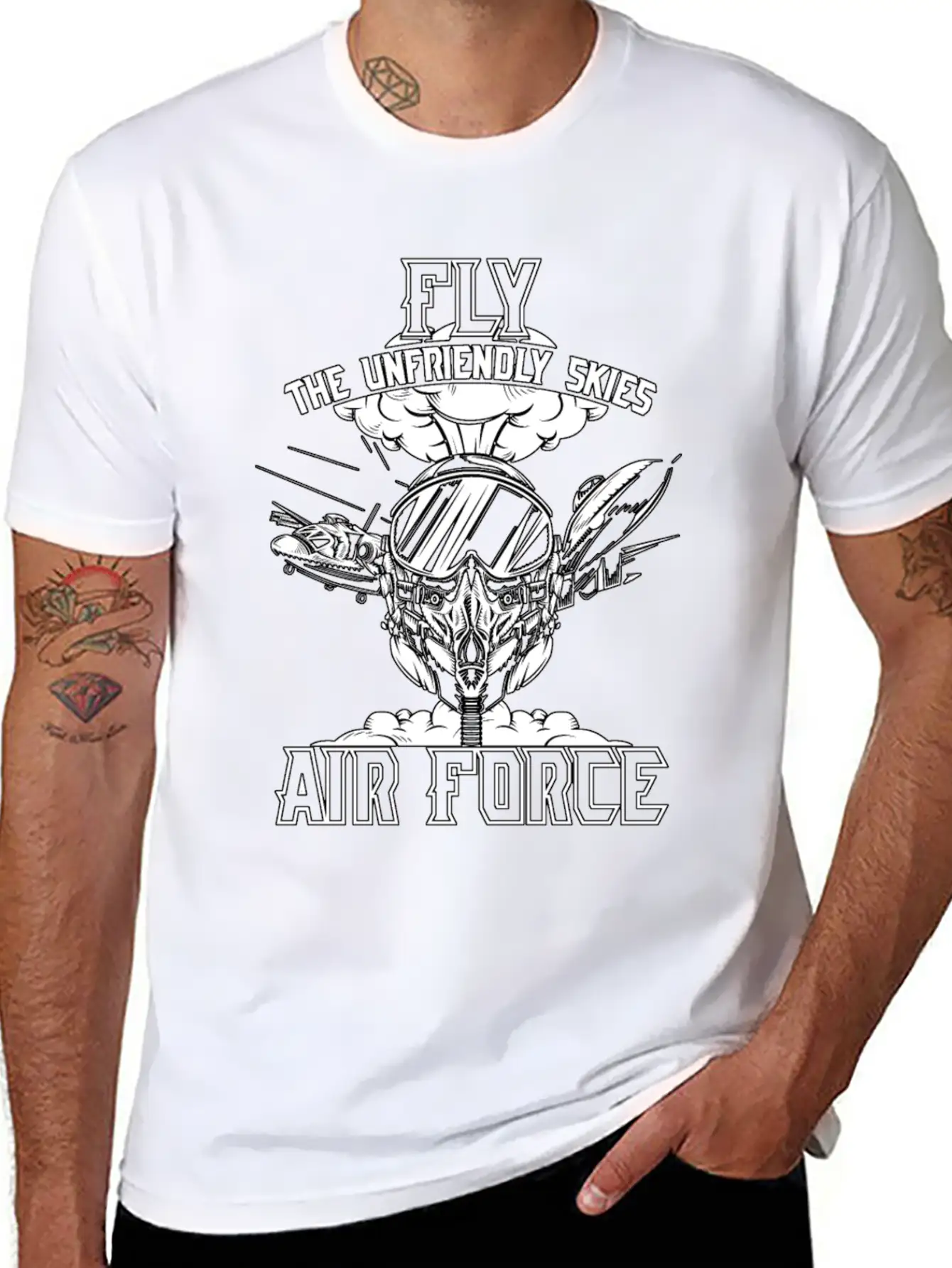 Fly The Unfriendly Skies Air Force Unisex Short Sleeve Soft Cotton T-Shirt – Casual Everyday Wear