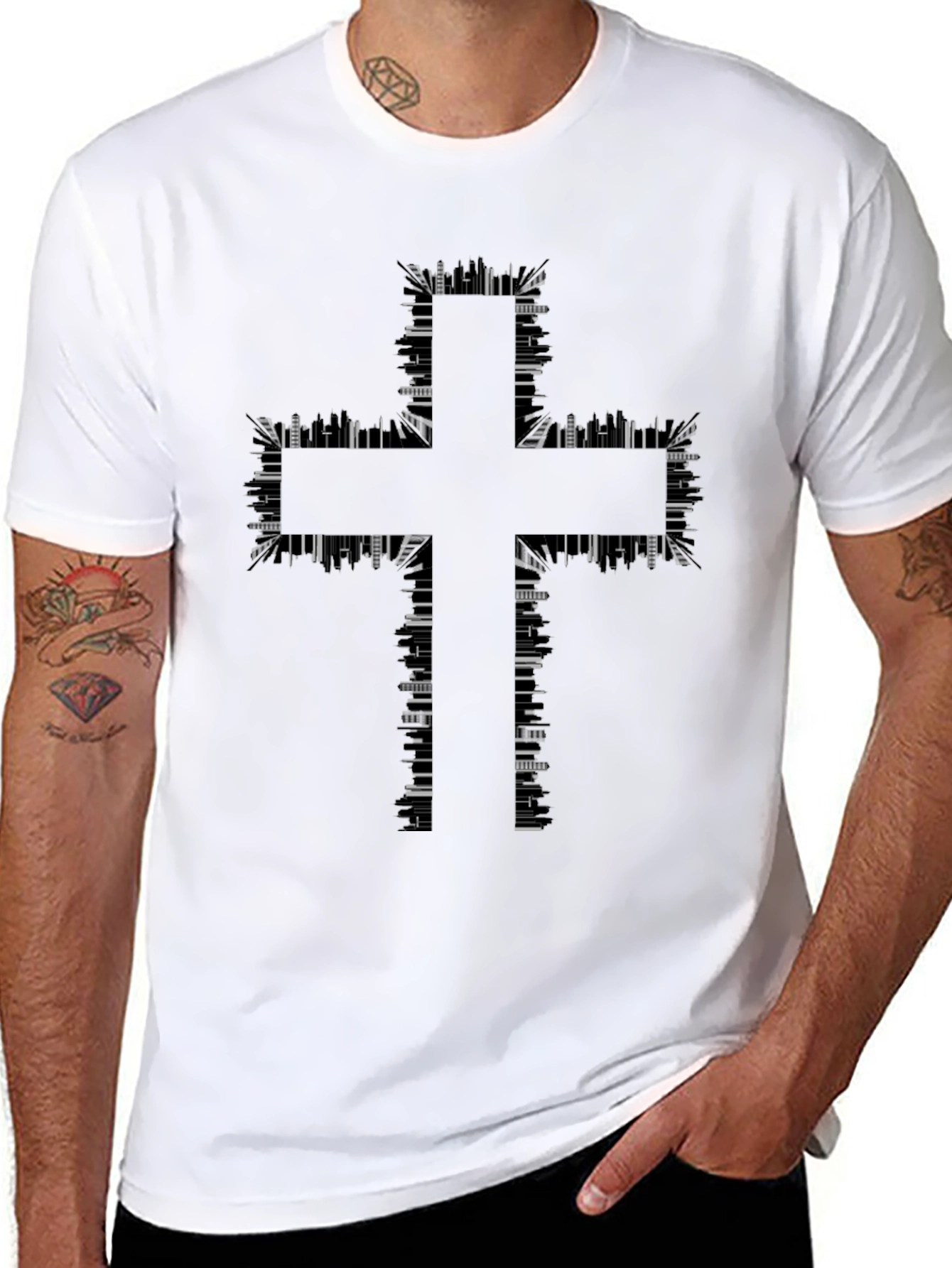 Abstract Cross Graphic T-Shirt