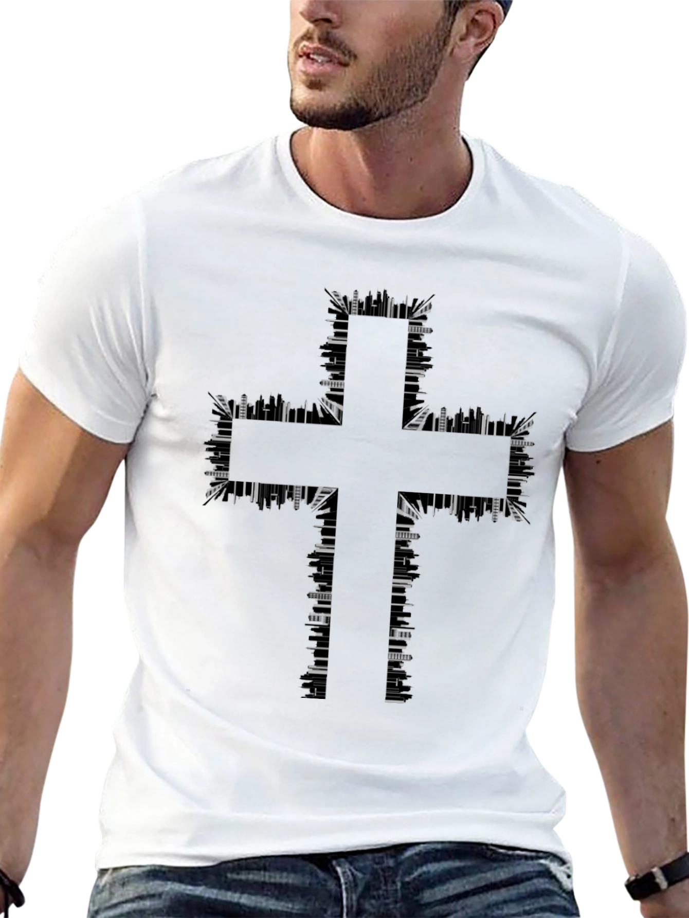 Abstract Cross Graphic T-Shirt