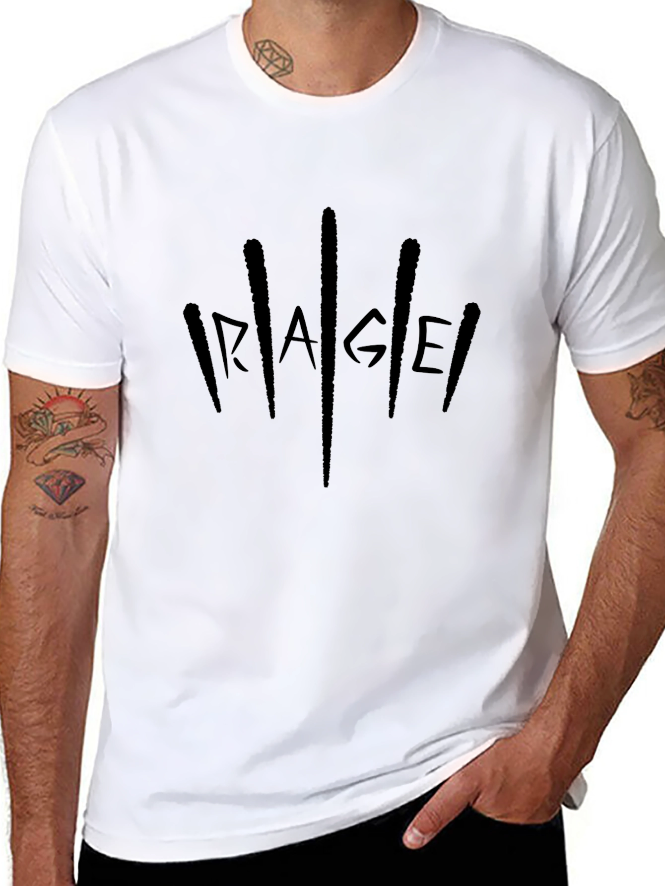 RAGE Graphic Print Black T-Shirt - Casual Cotton Tee