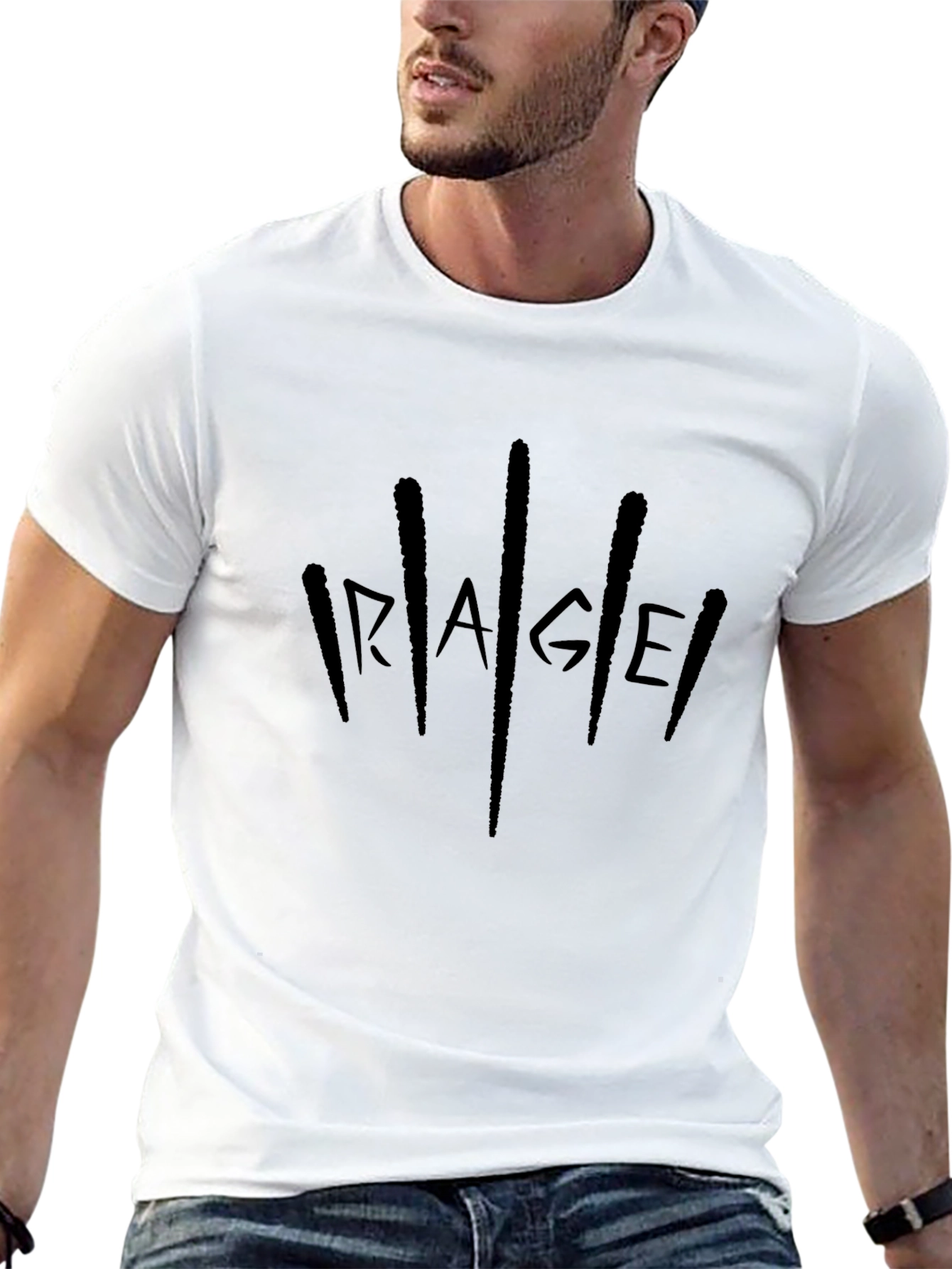 RAGE Graphic Print Black T-Shirt - Casual Cotton Tee