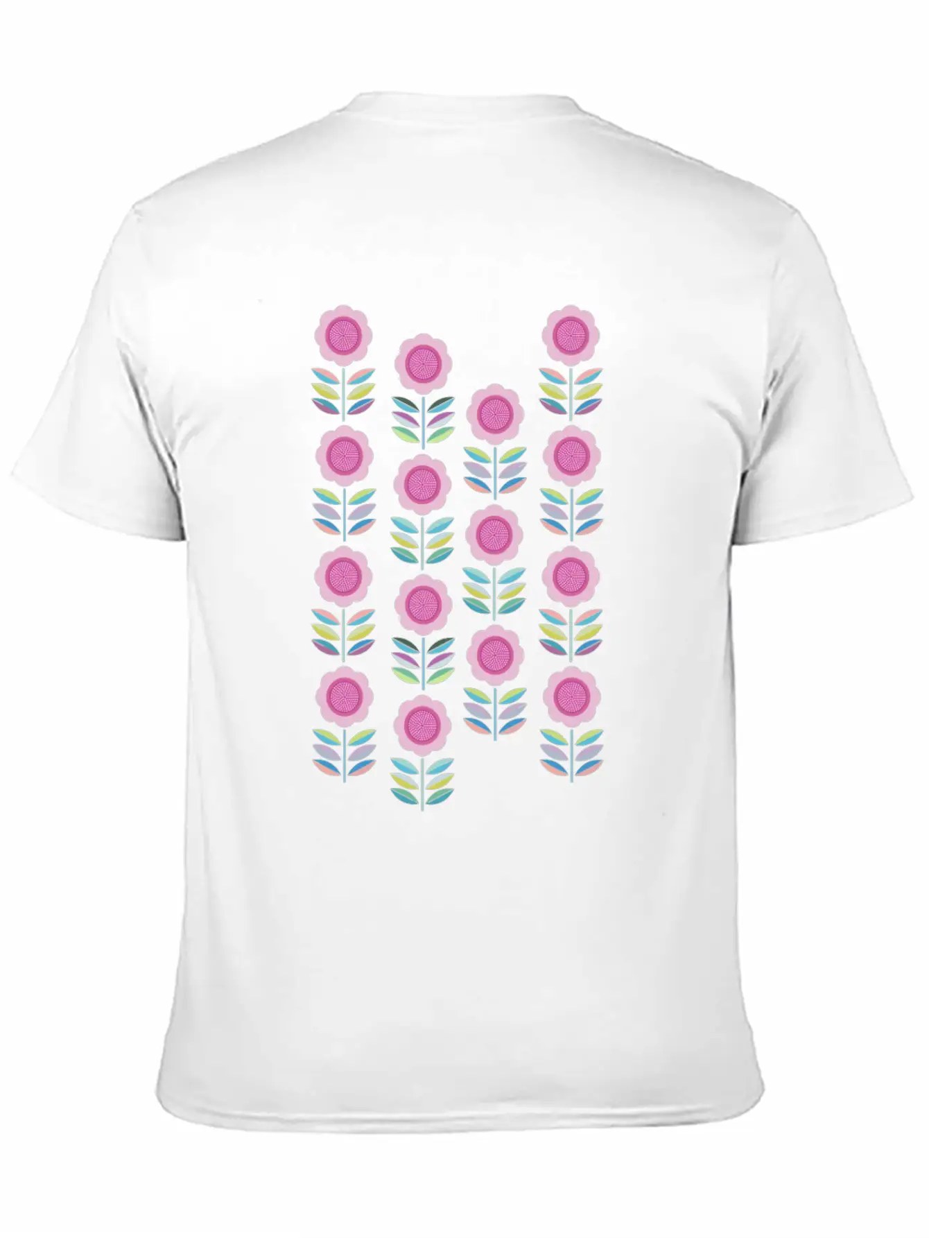 Folk Art Flowers Pattern Scandinavian Folk Art Comfortable Minimalist Graphic Tee – Summer Style Essential