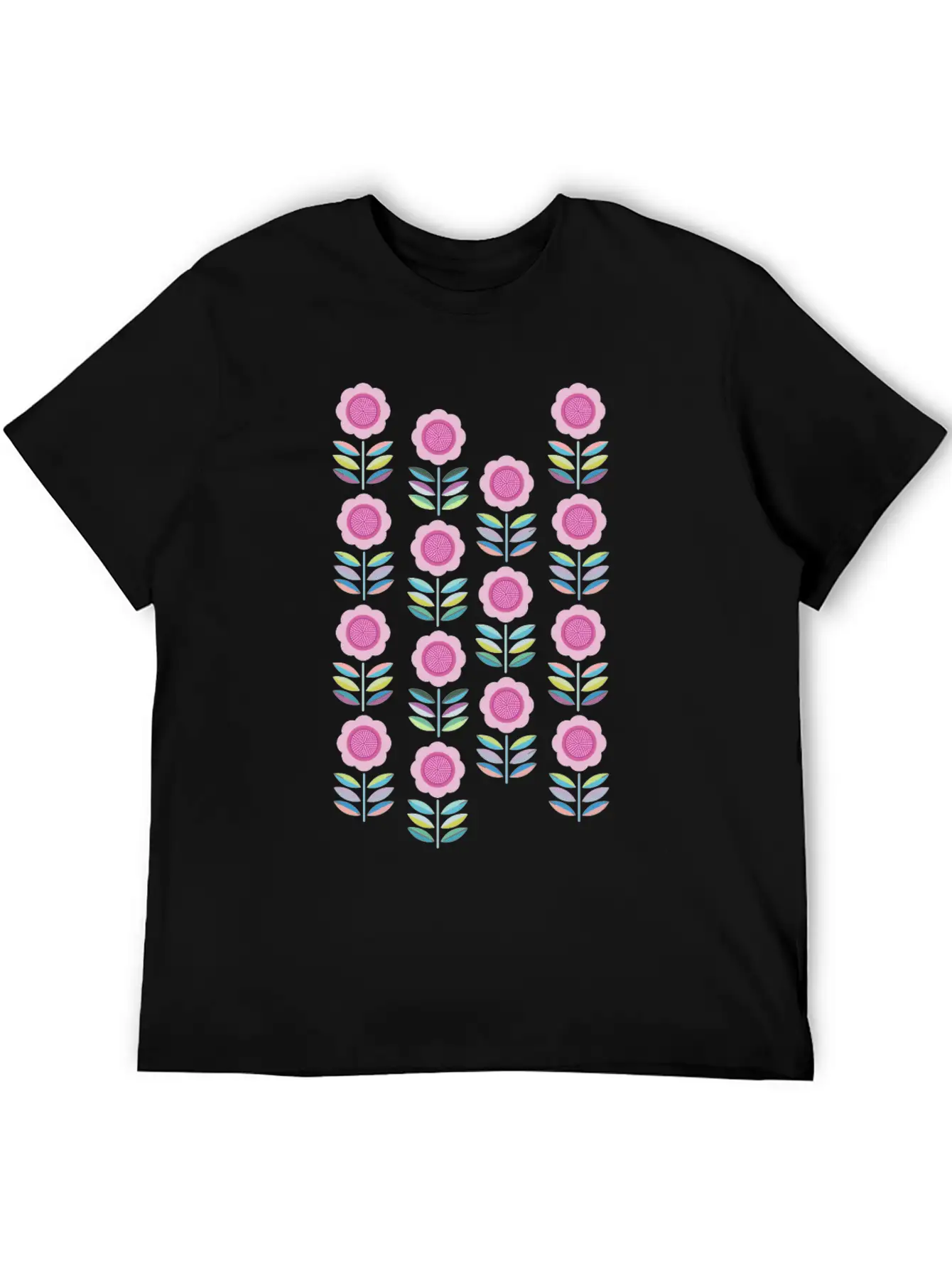 Folk Art Flowers Pattern Scandinavian Folk Art Comfortable Minimalist Graphic Tee – Summer Style Essential