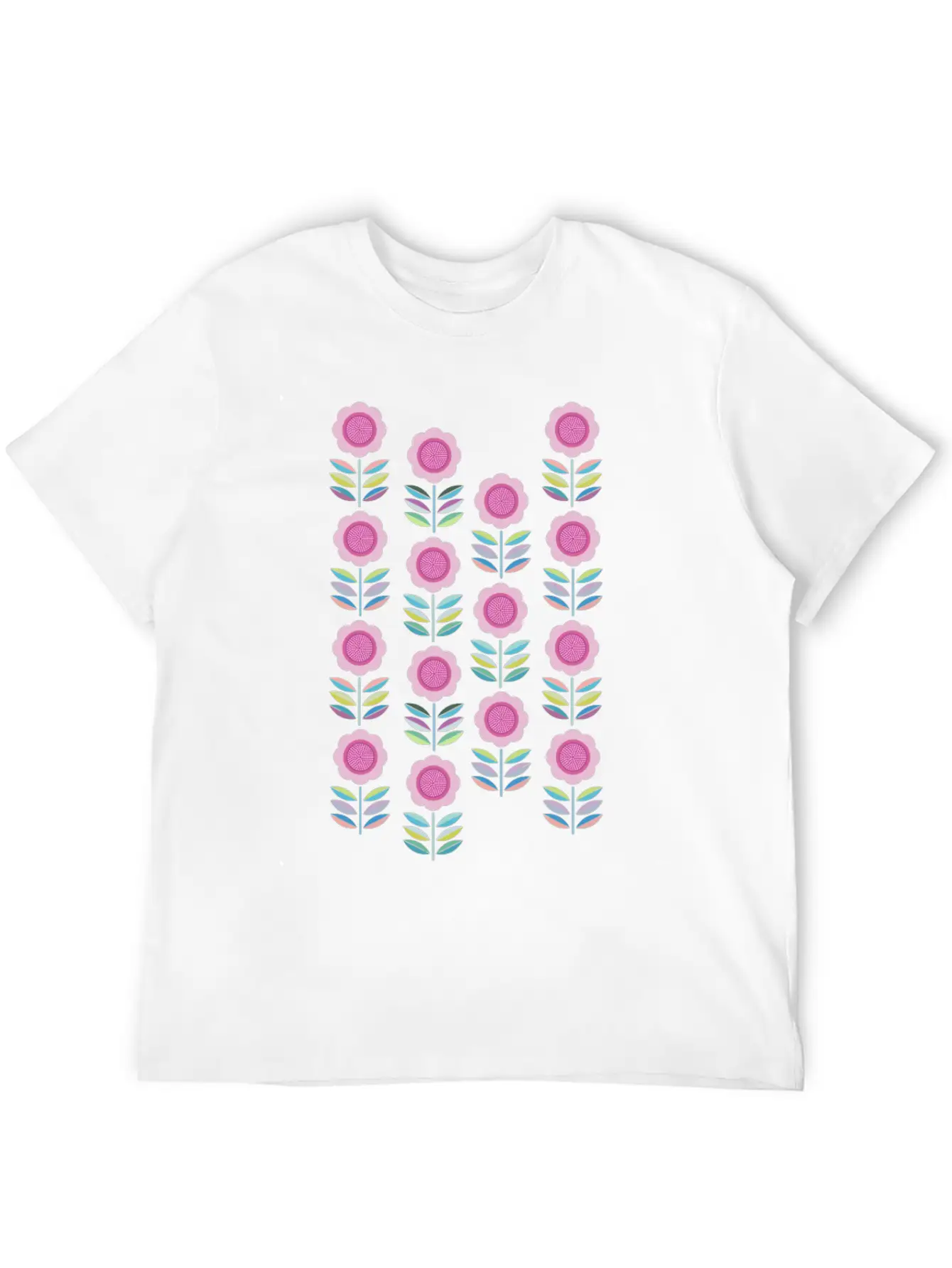 Folk Art Flowers Pattern Scandinavian Folk Art Comfortable Minimalist Graphic Tee – Summer Style Essential