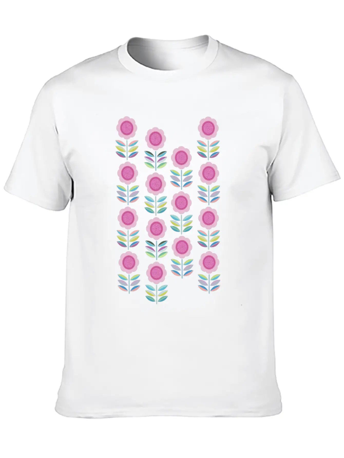 Folk Art Flowers Pattern Scandinavian Folk Art Comfortable Minimalist Graphic Tee – Summer Style Essential