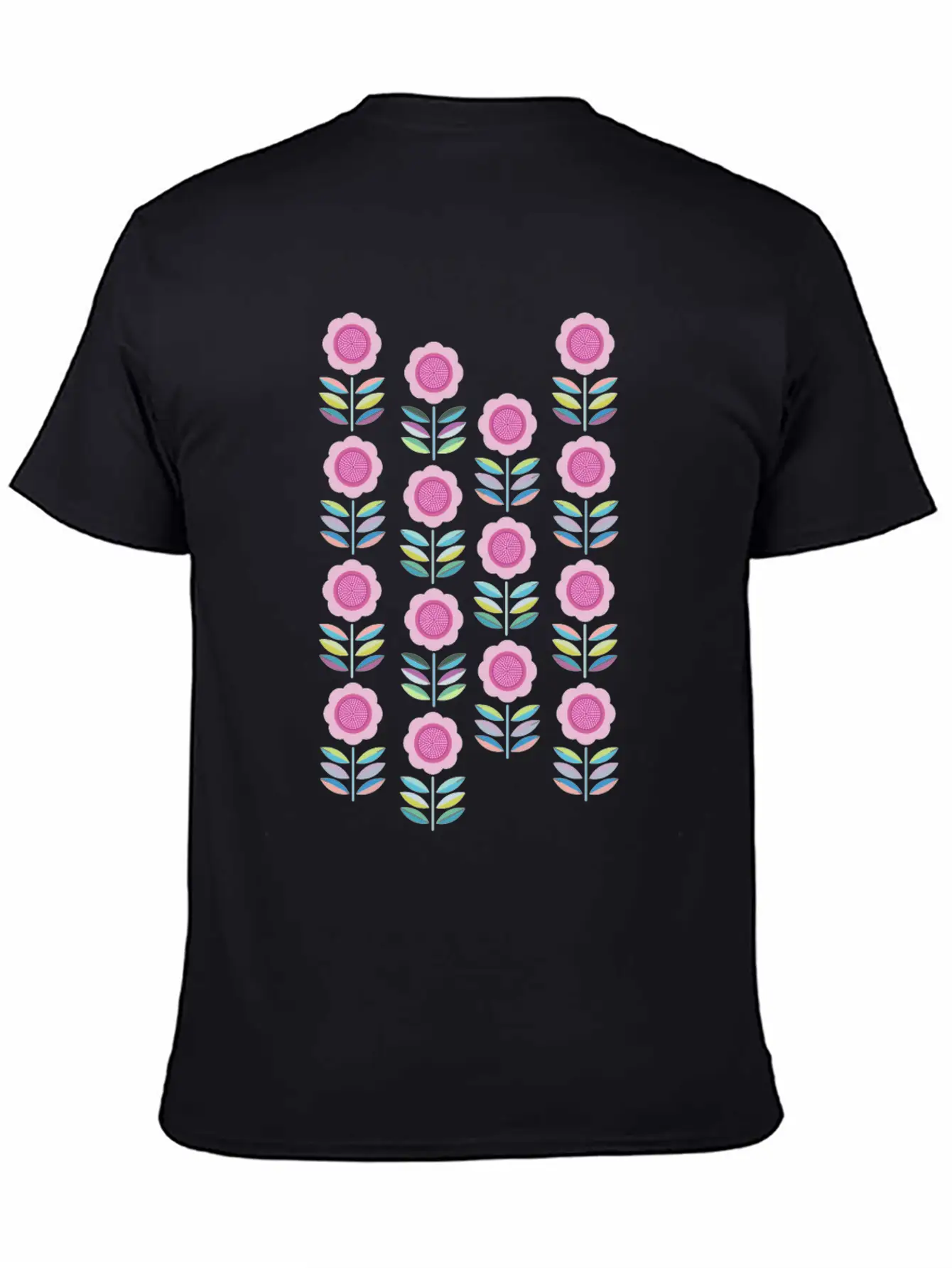 Folk Art Flowers Pattern Scandinavian Folk Art Comfortable Minimalist Graphic Tee – Summer Style Essential