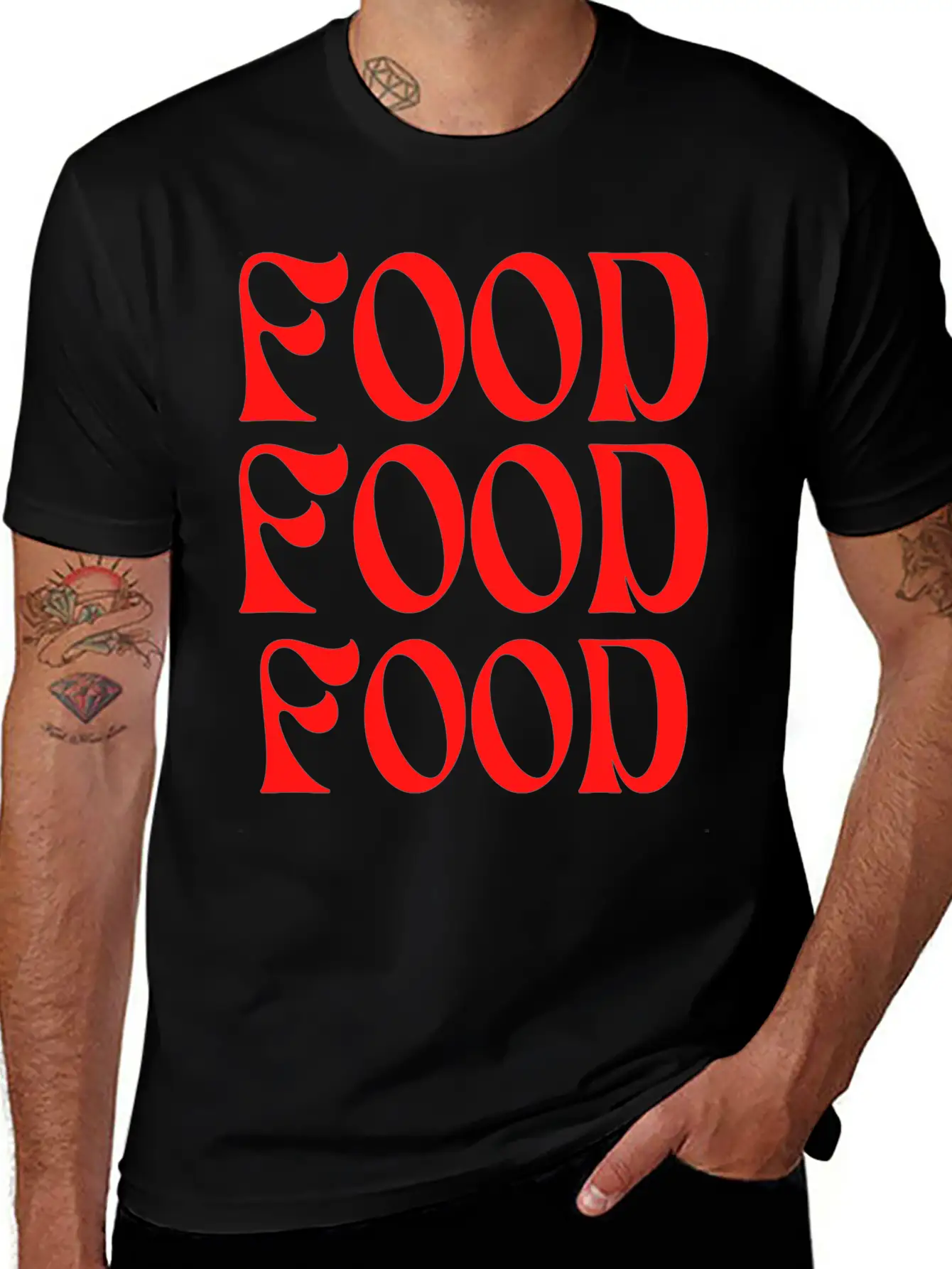 Food Typography Unisex Short Sleeve Soft Cotton T-Shirt – Casual Everyday Wear