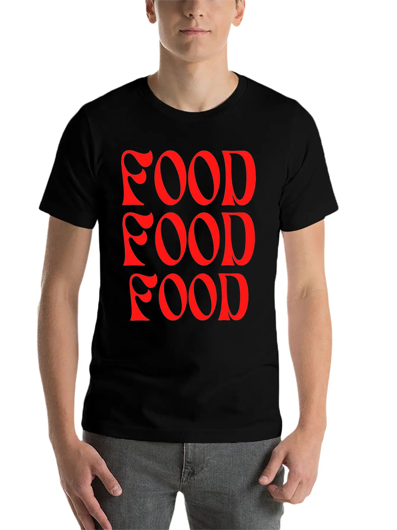 Food Typography Unisex Short Sleeve Soft Cotton T-Shirt – Casual Everyday Wear