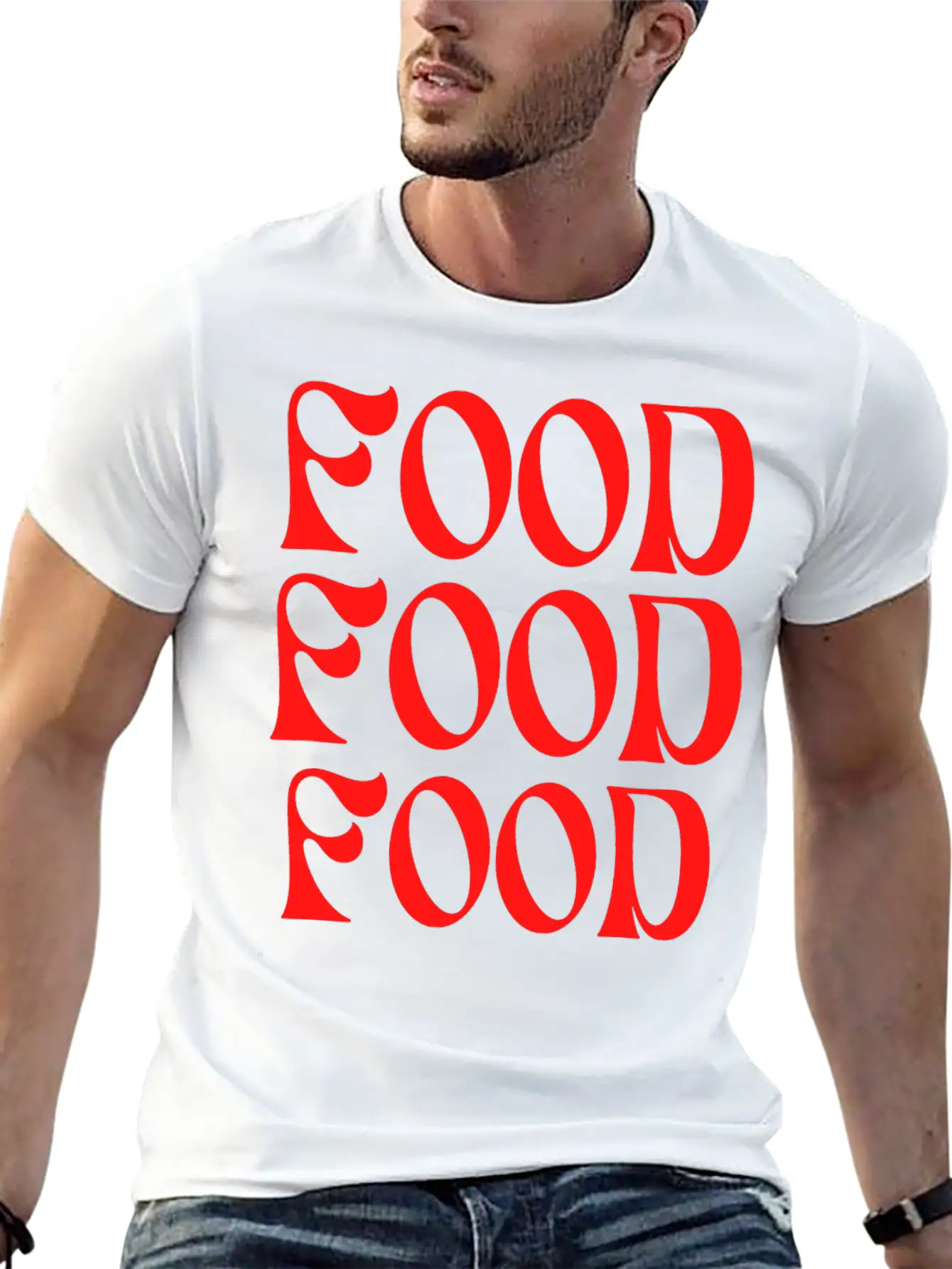 Food Typography Unisex Short Sleeve Soft Cotton T-Shirt – Casual Everyday Wear
