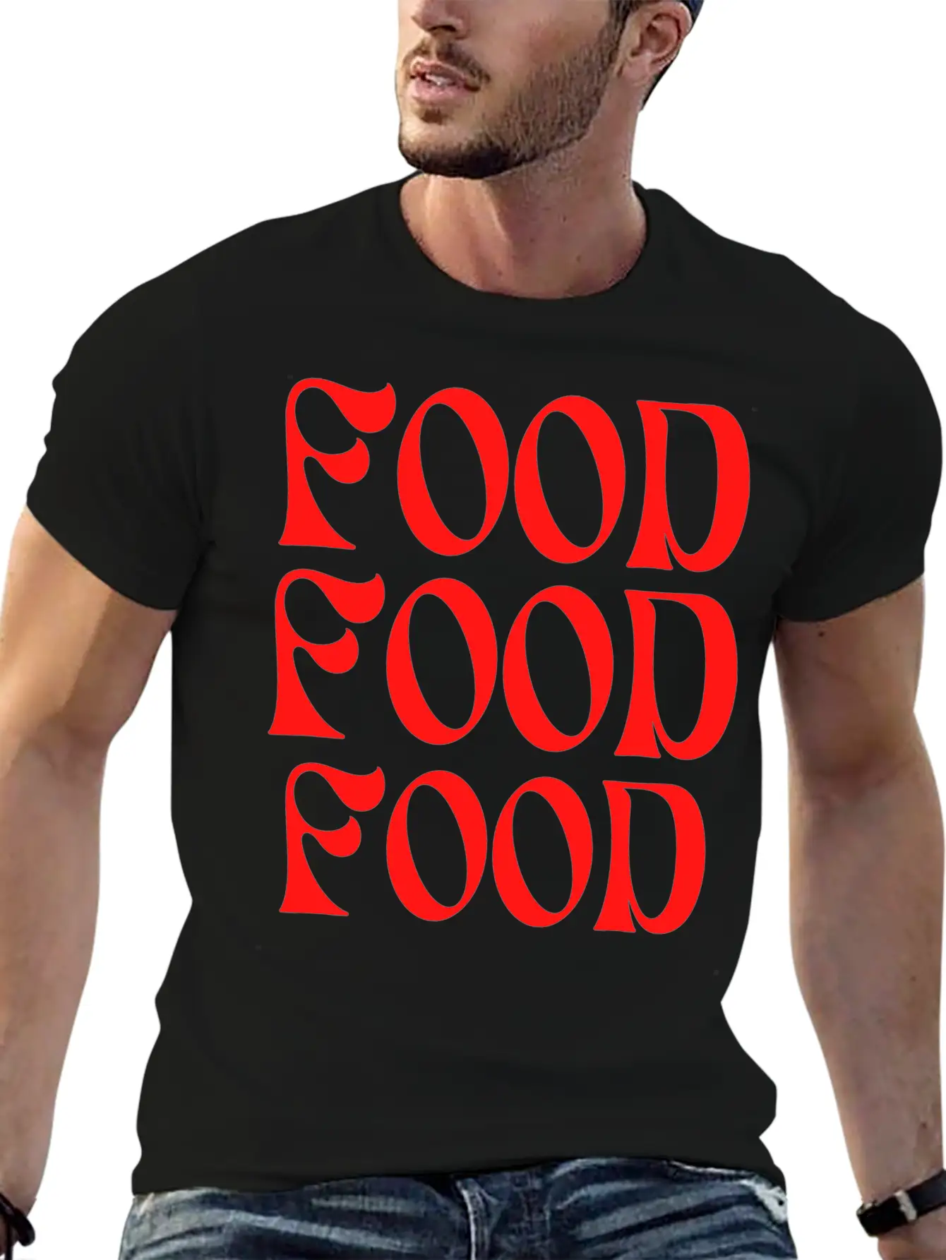 Food Typography Unisex Short Sleeve Soft Cotton T-Shirt – Casual Everyday Wear