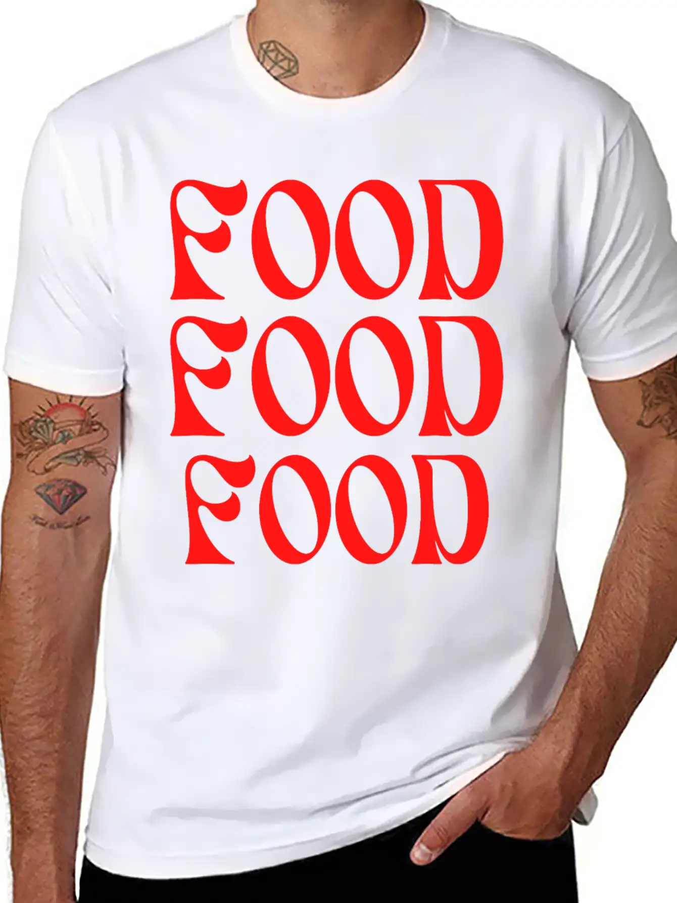 Food Typography Unisex Short Sleeve Soft Cotton T-Shirt – Casual Everyday Wear