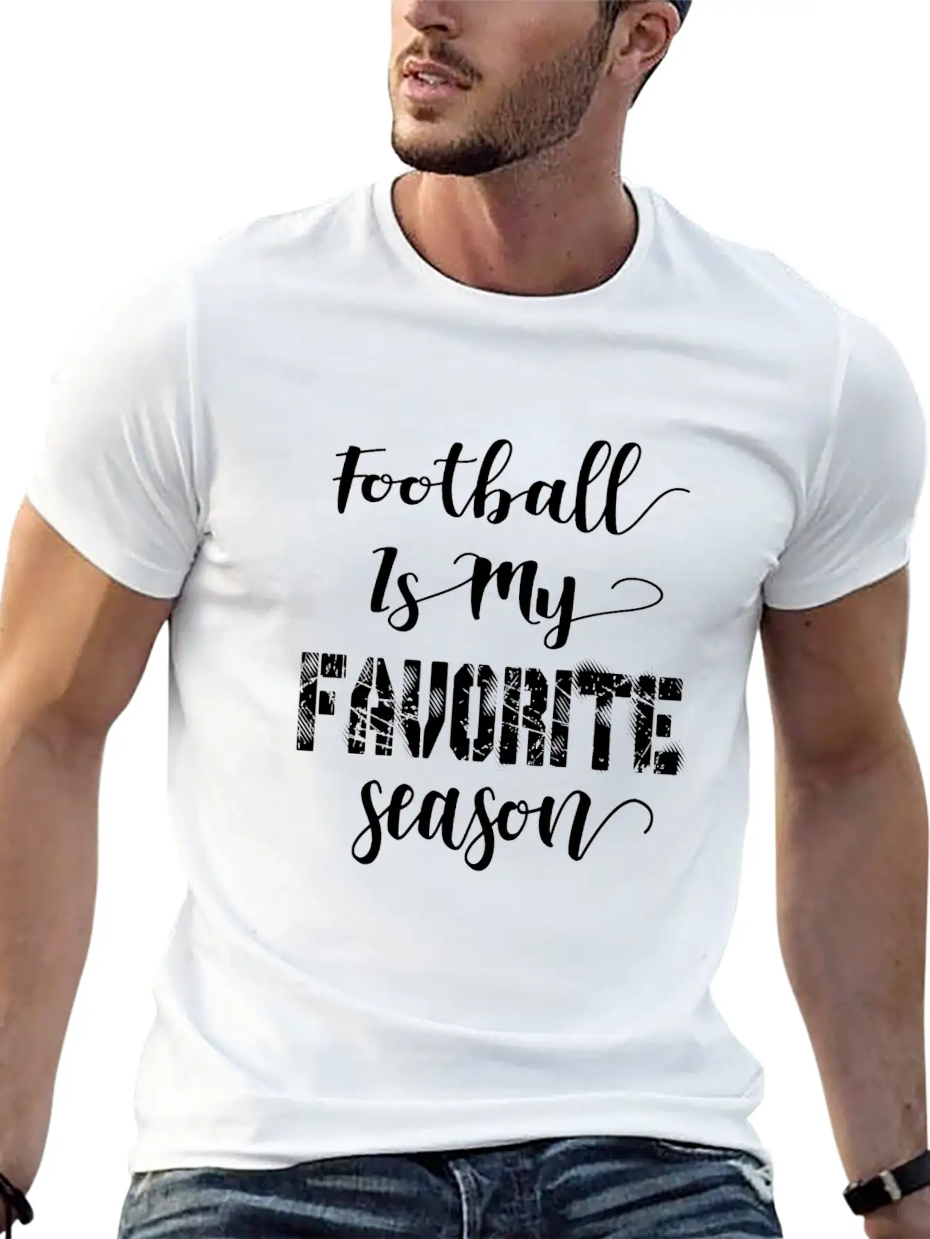 Football Is My Favorite Season Basic Graphic T-Shirt – Daily Comfort In Soft Cotton