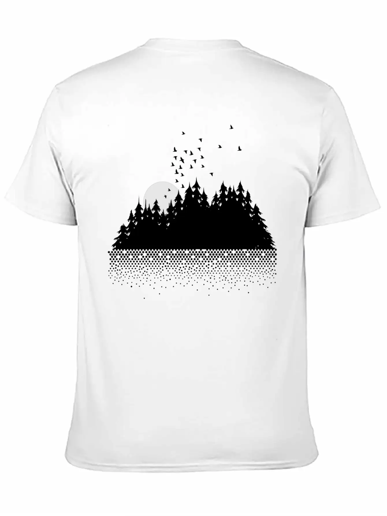 Forest, Lake, Moon And Birds Comfortable Minimalist Graphic Tee – Summer Style Essential