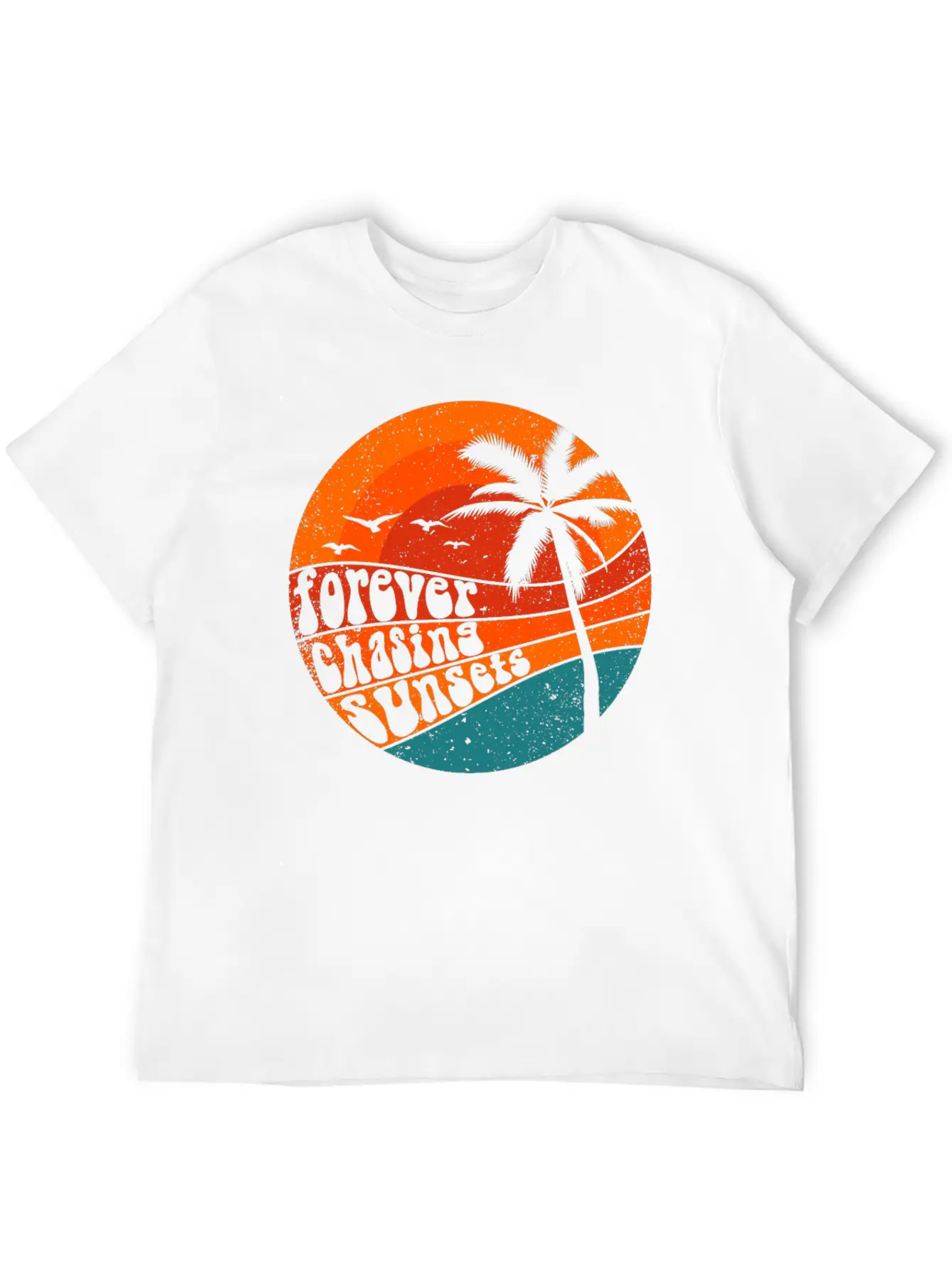 Forever Chasing Sunsets Retro Summer Vacation Stylish Everyday T-Shirt – Unisex Basic Cotton Tee