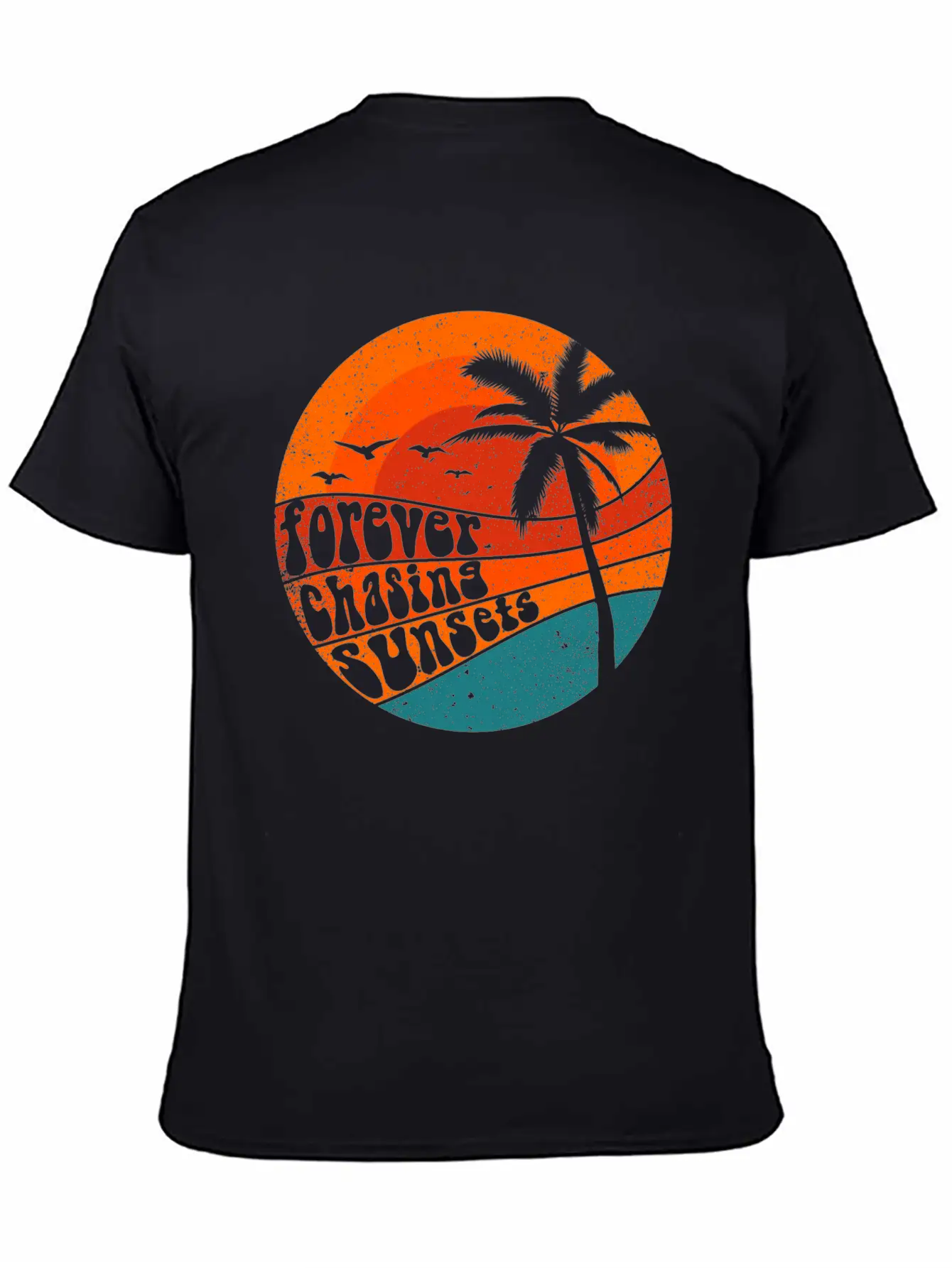 Forever Chasing Sunsets Retro Summer Vacation Stylish Everyday T-Shirt – Unisex Basic Cotton Tee