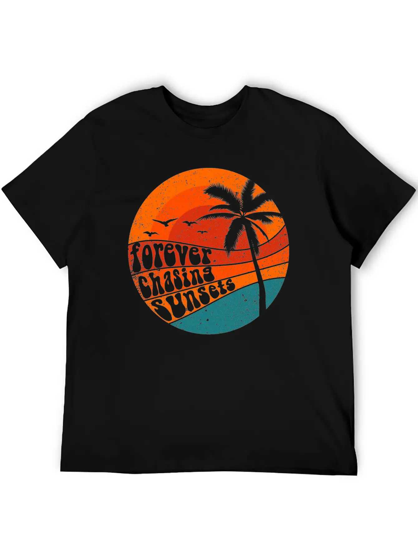 Forever Chasing Sunsets Retro Summer Vacation Stylish Everyday T-Shirt – Unisex Basic Cotton Tee