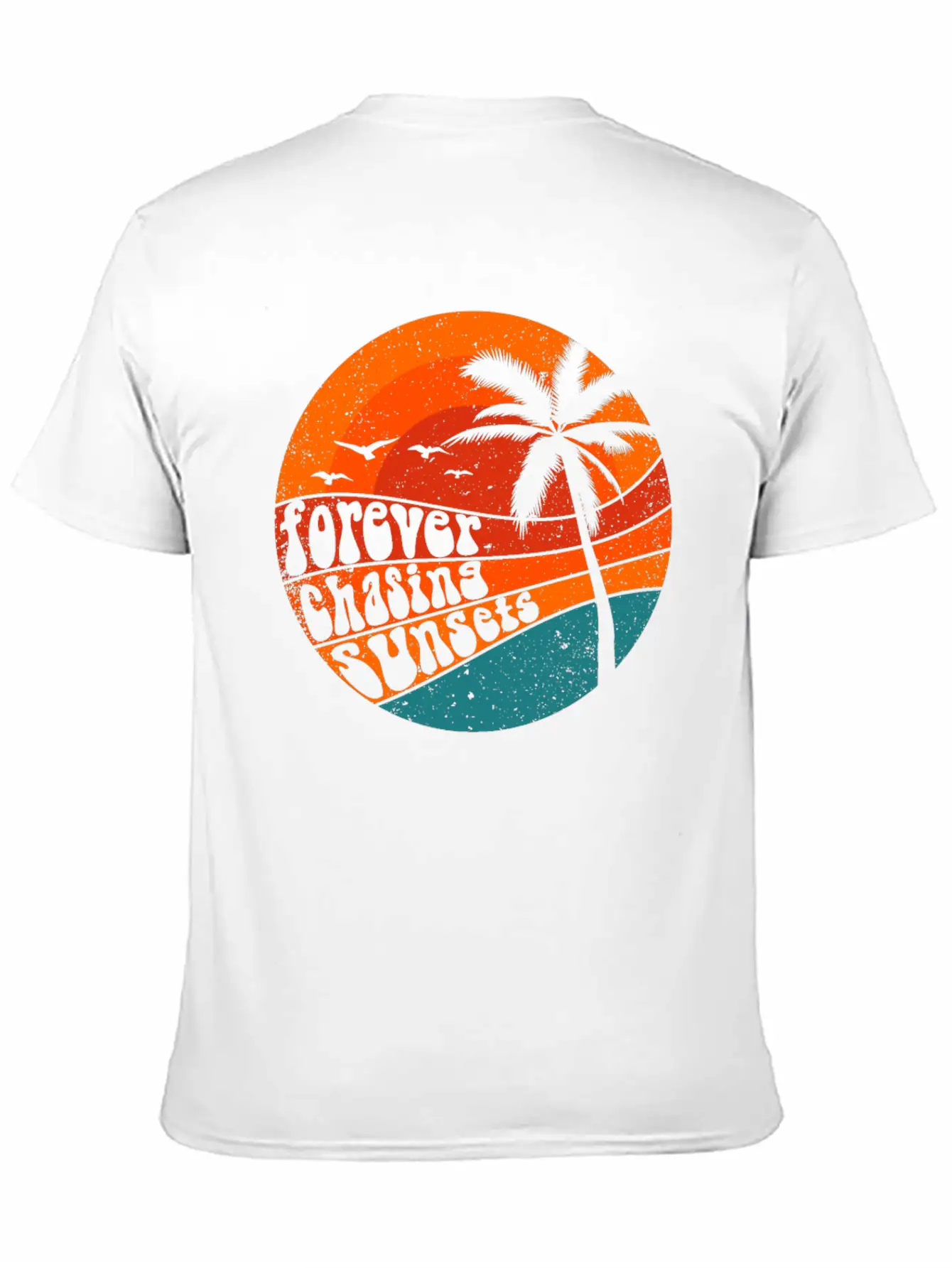 Forever Chasing Sunsets Retro Summer Vacation Stylish Everyday T-Shirt – Unisex Basic Cotton Tee