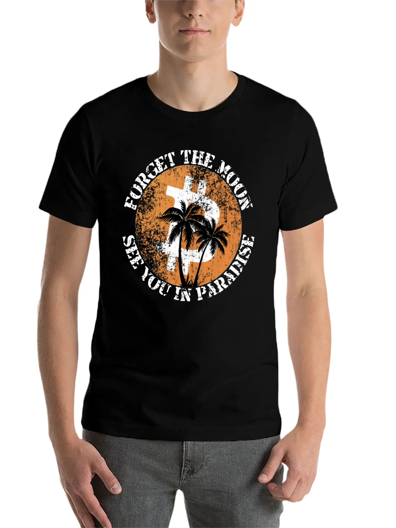 Forget The Moon See You In Paradise Crypto Design Stylish Everyday T-Shirt – Unisex Basic Cotton Tee