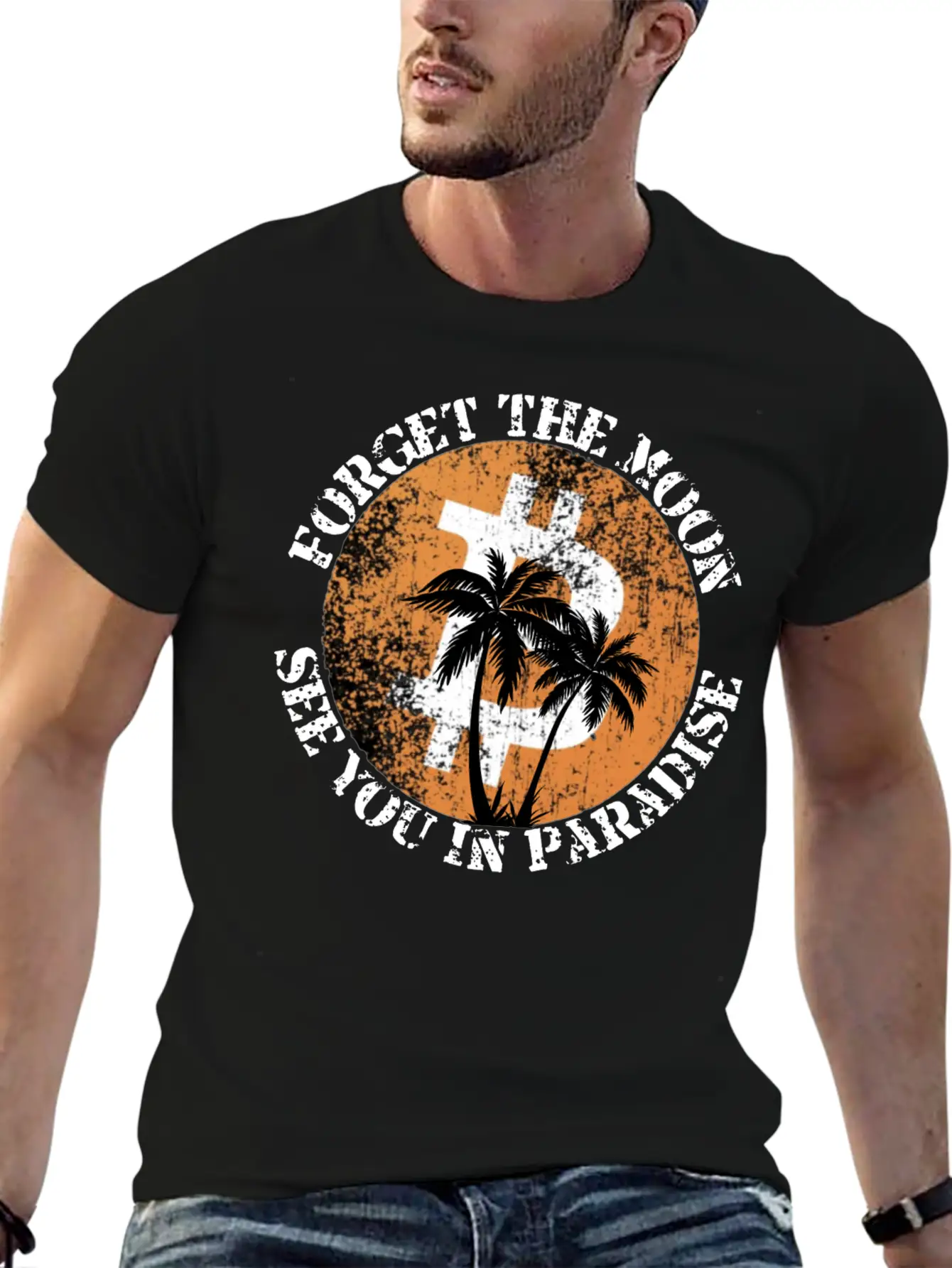 Forget The Moon See You In Paradise Crypto Design Stylish Everyday T-Shirt – Unisex Basic Cotton Tee