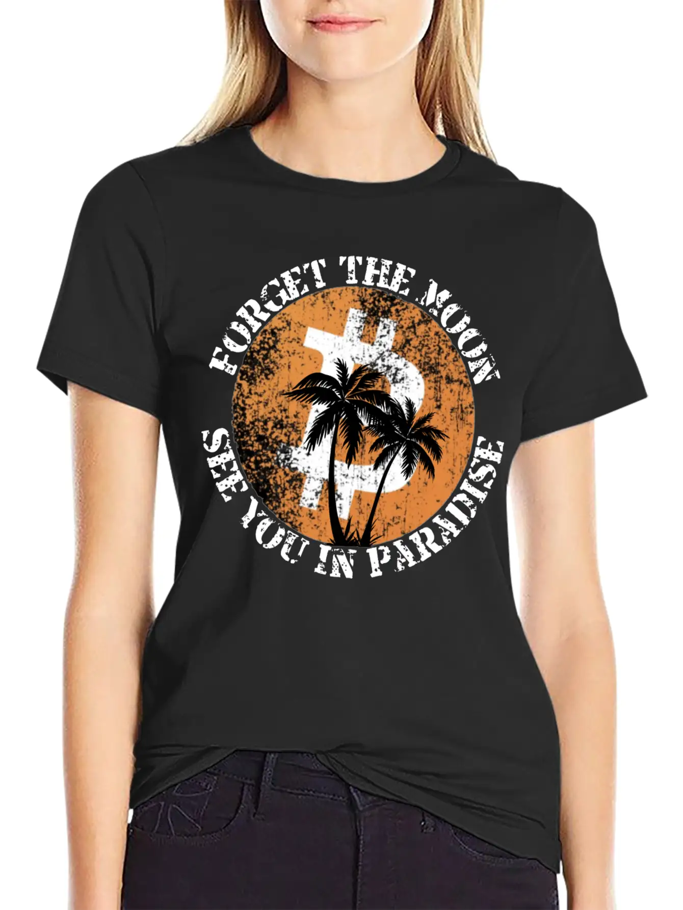 Forget The Moon See You In Paradise Crypto Design Stylish Everyday T-Shirt – Unisex Basic Cotton Tee