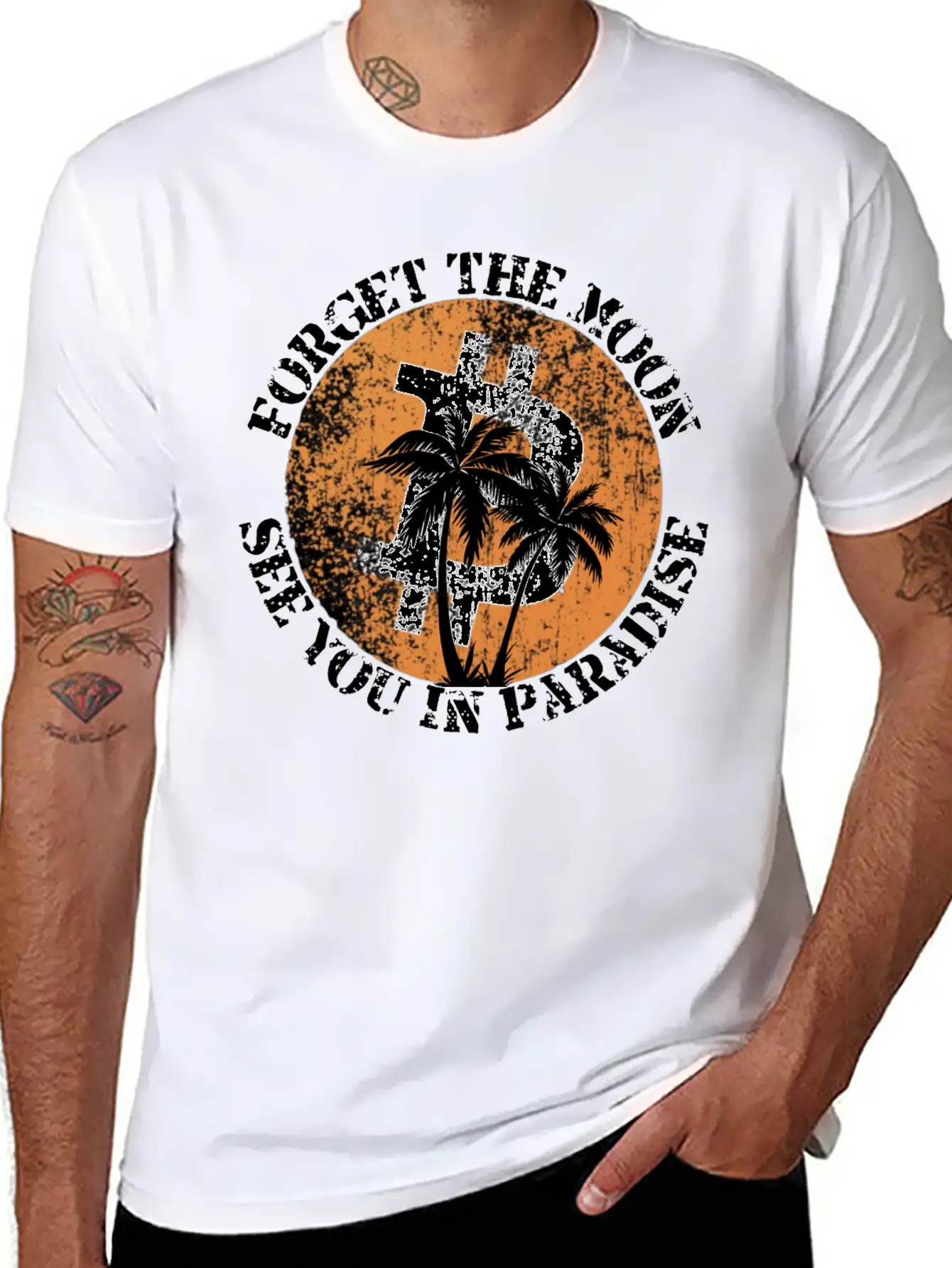 Forget The Moon See You In Paradise Crypto Design Stylish Everyday T-Shirt – Unisex Basic Cotton Tee