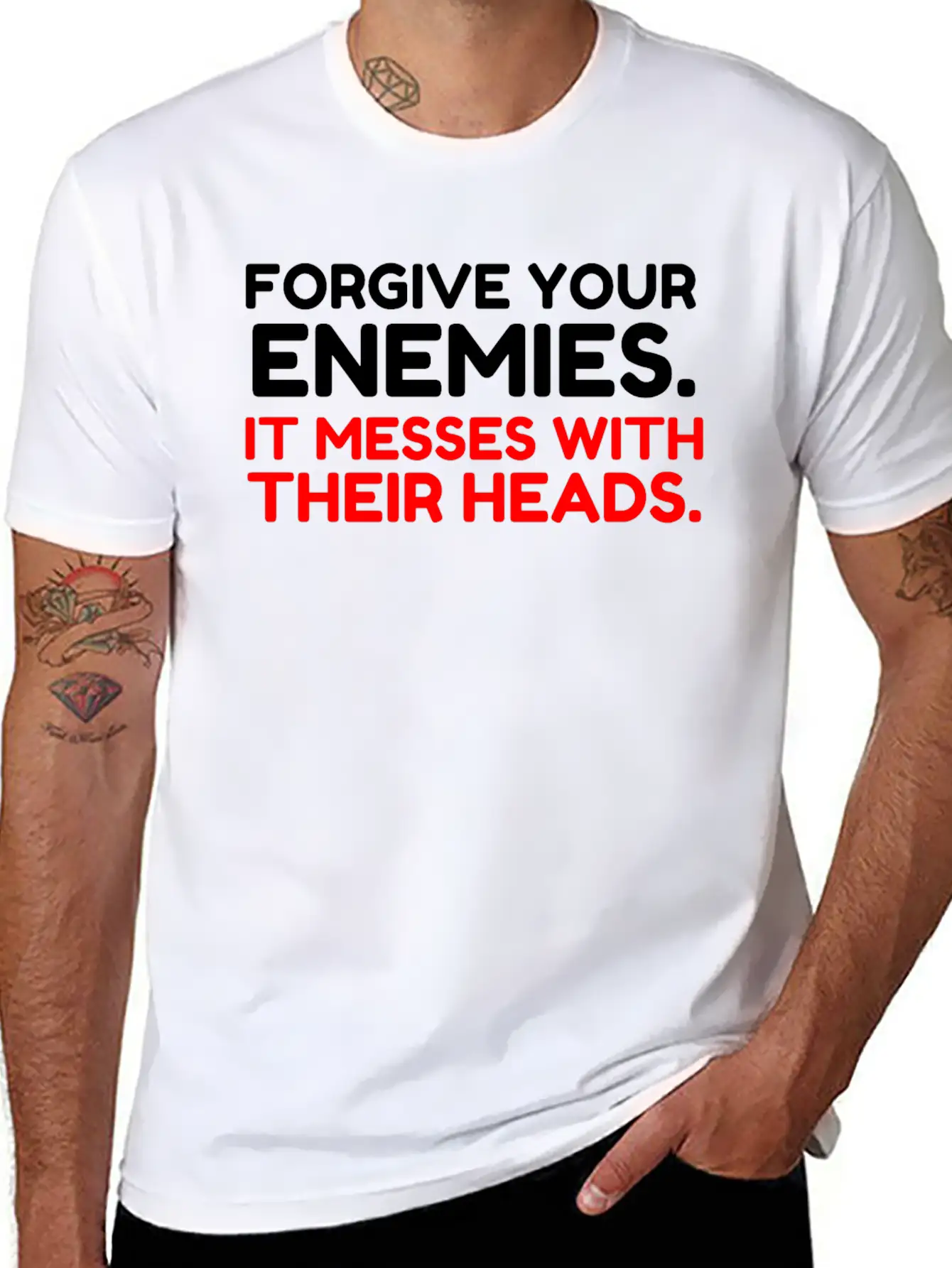 FORGIVE YOUR ENEMIES MESS Stylish Everyday T-Shirt – Unisex Basic Cotton Tee