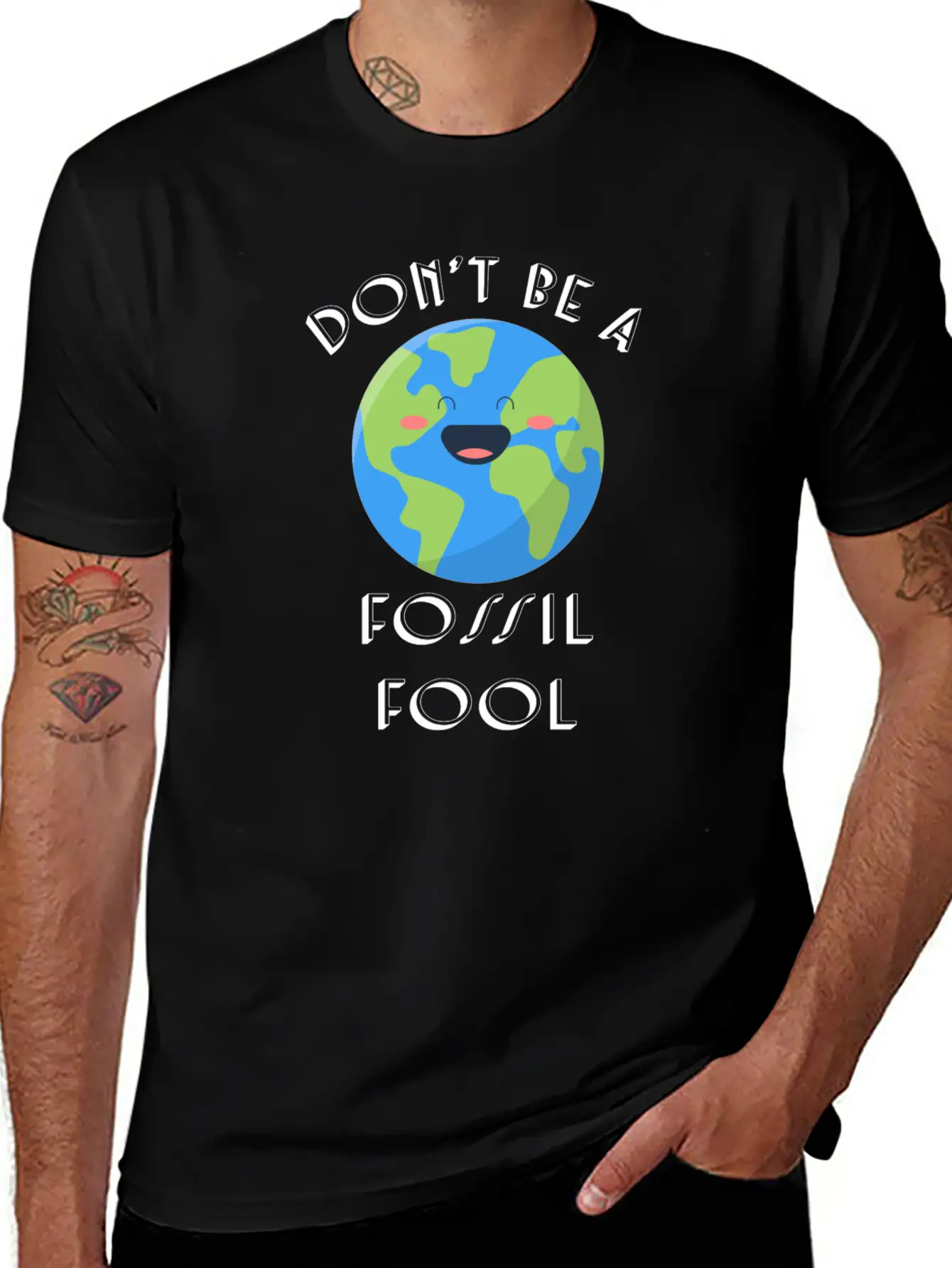 Fossil Fool Gift Ecology Saying Climate Change Stylish Everyday T-Shirt – Unisex Basic Cotton Tee