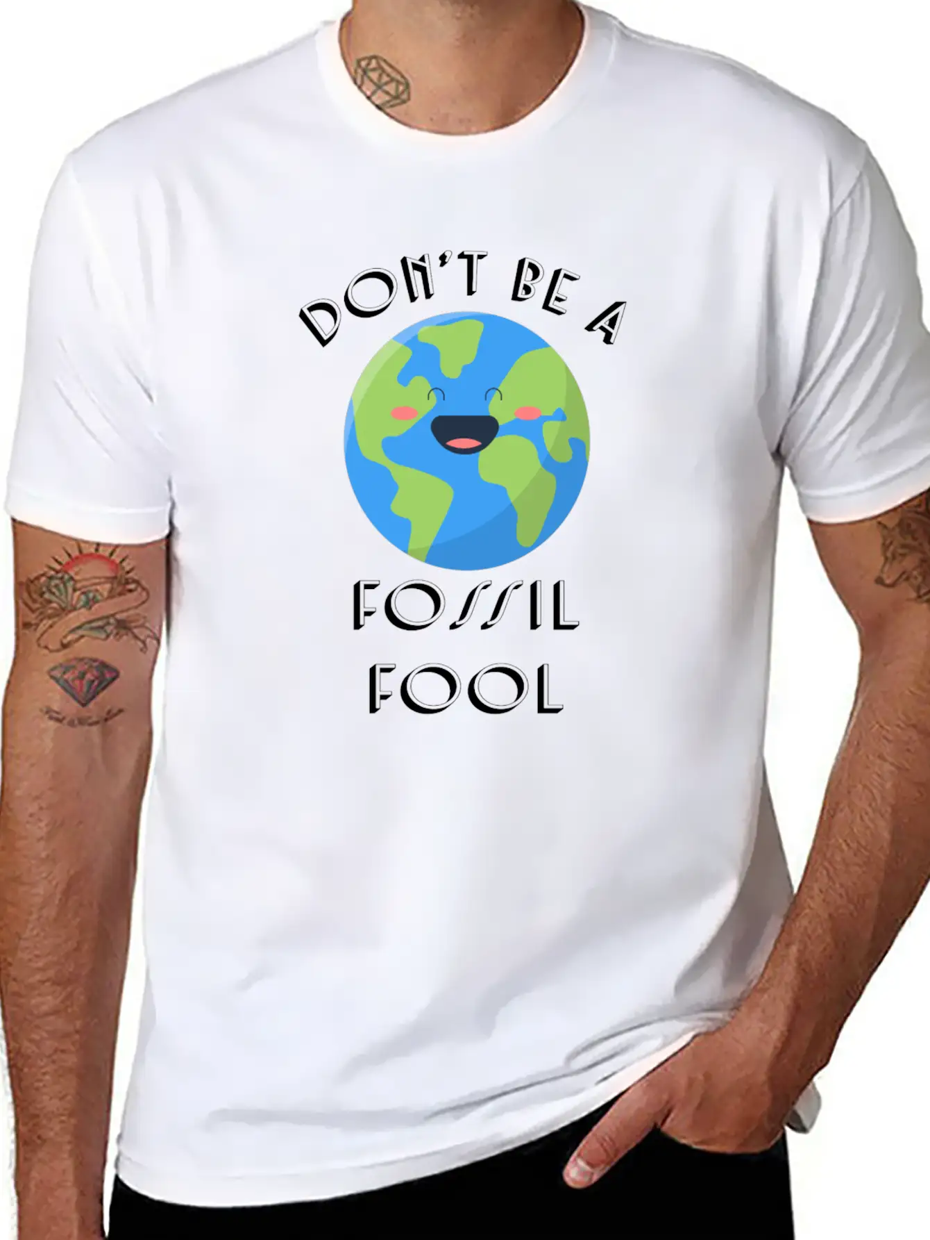 Fossil Fool Gift Ecology Saying Climate Change Stylish Everyday T-Shirt – Unisex Basic Cotton Tee