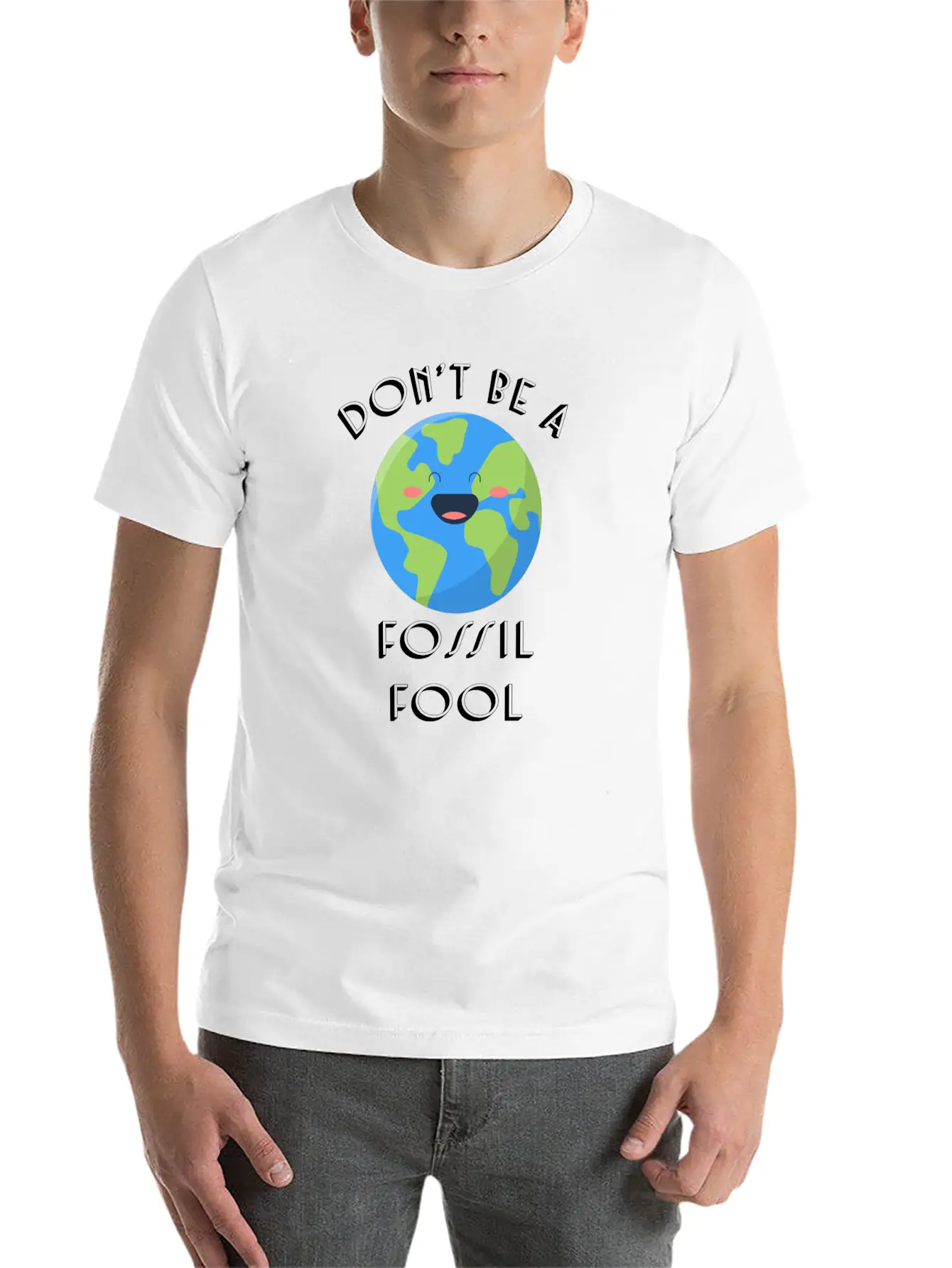 Fossil Fool Gift Ecology Saying Climate Change Stylish Everyday T-Shirt – Unisex Basic Cotton Tee