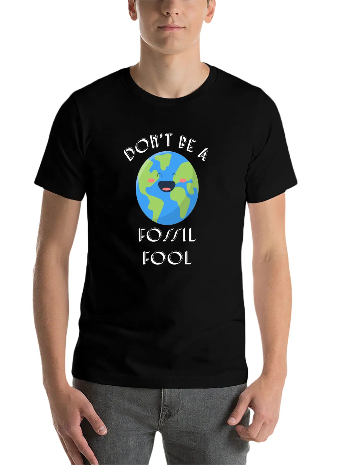 Fossil Fool Gift Ecology Saying Climate Change Stylish Everyday T-Shirt – Unisex Basic Cotton Tee