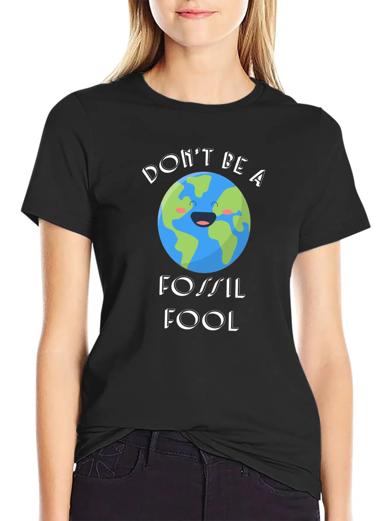 Fossil Fool Gift Ecology Saying Climate Change Stylish Everyday T-Shirt – Unisex Basic Cotton Tee