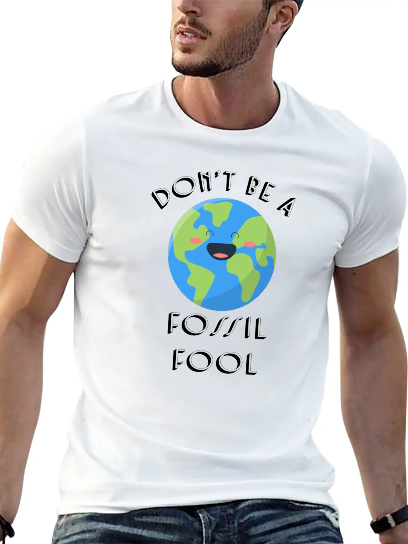Fossil Fool Gift Ecology Saying Climate Change Stylish Everyday T-Shirt – Unisex Basic Cotton Tee