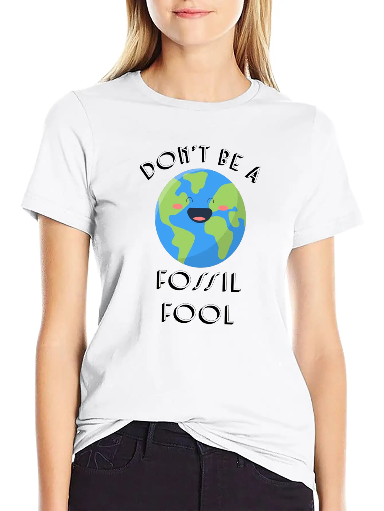 Fossil Fool Gift Ecology Saying Climate Change Stylish Everyday T-Shirt – Unisex Basic Cotton Tee