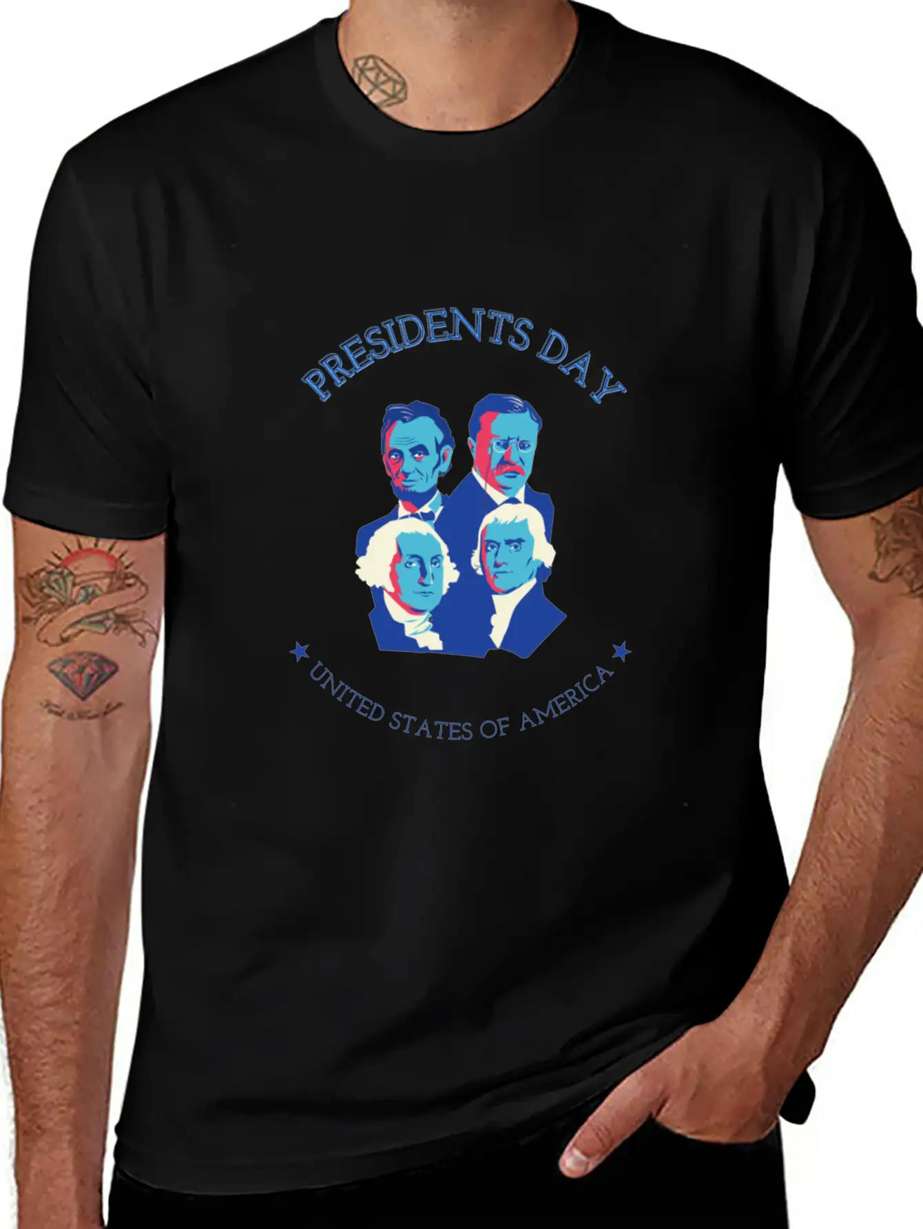 FOUR PRESIDENTS. PRESIDENTS DAY Unisex Short Sleeve Soft Cotton T-Shirt – Casual Everyday Wear