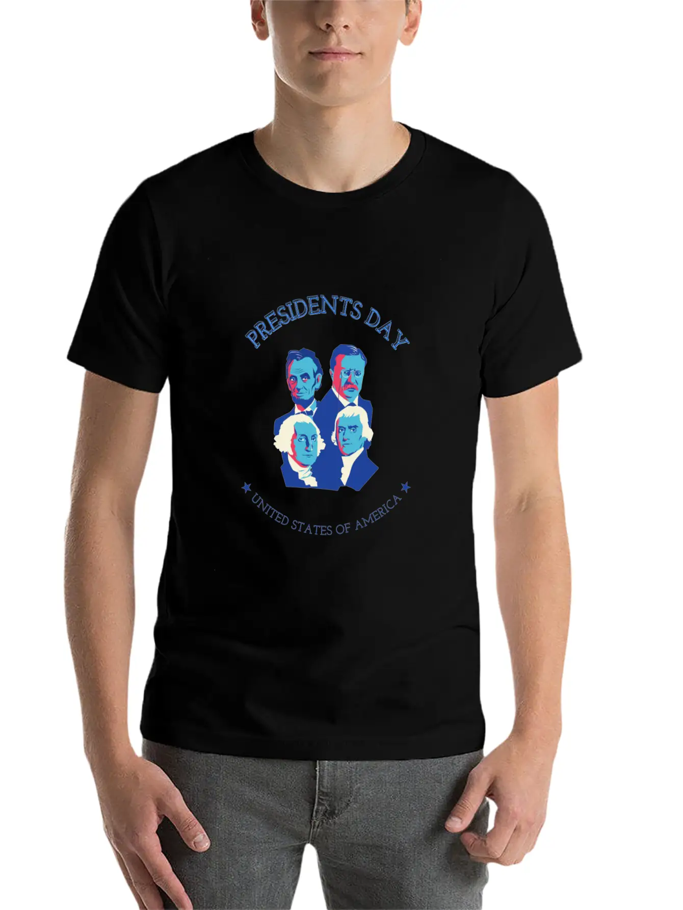 FOUR PRESIDENTS. PRESIDENTS DAY Unisex Short Sleeve Soft Cotton T-Shirt – Casual Everyday Wear