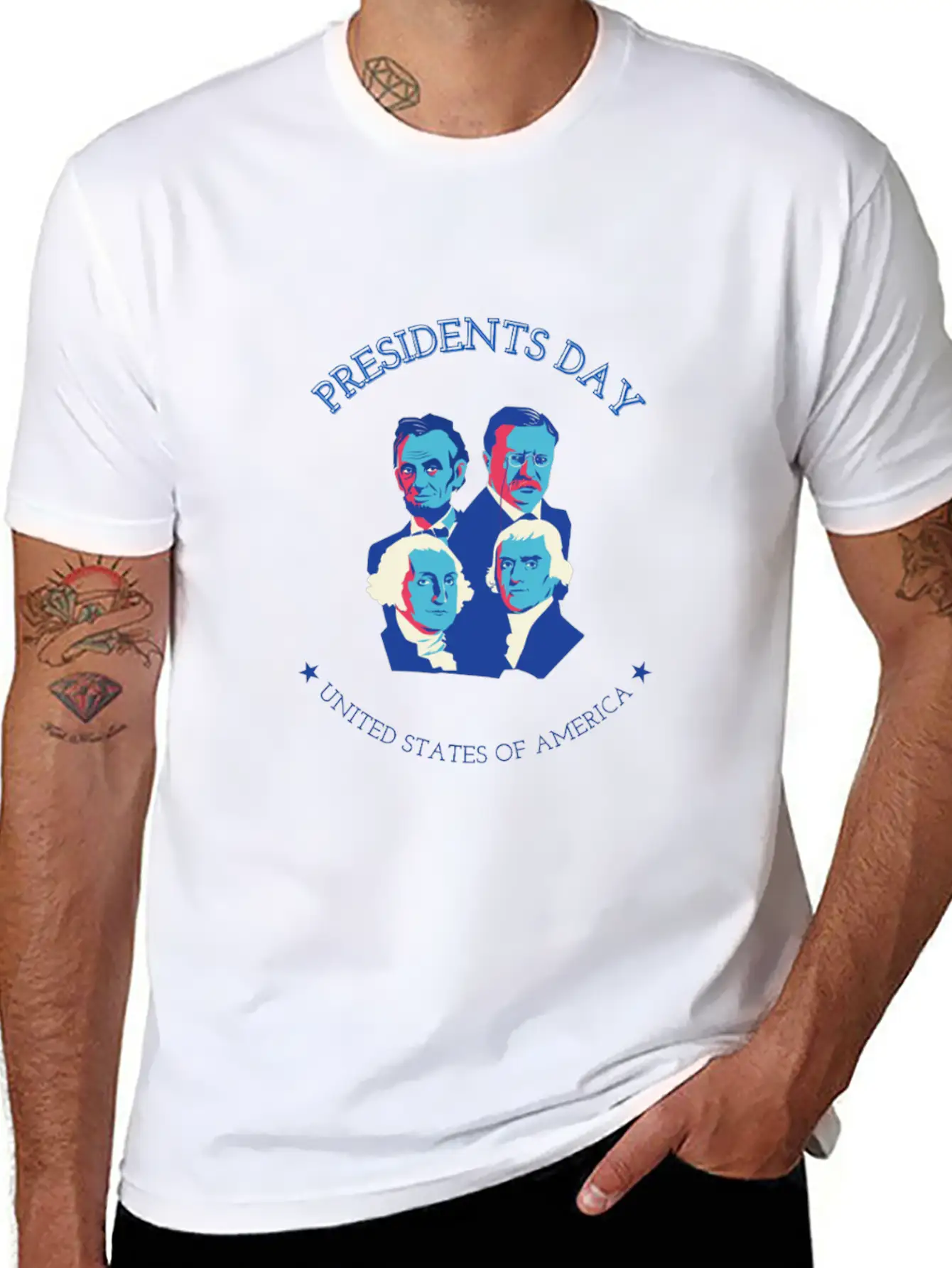 FOUR PRESIDENTS. PRESIDENTS DAY Unisex Short Sleeve Soft Cotton T-Shirt – Casual Everyday Wear