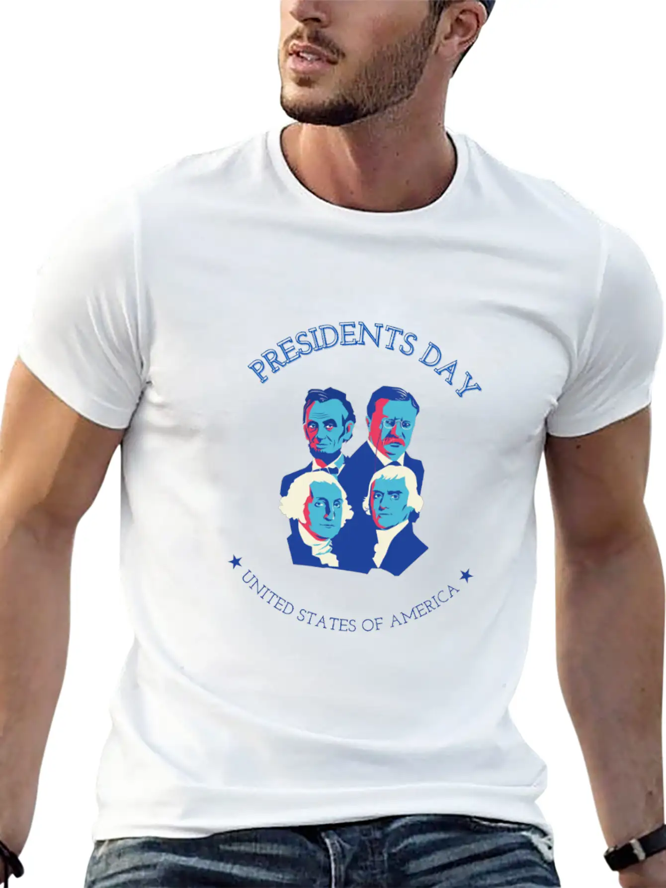 FOUR PRESIDENTS. PRESIDENTS DAY Unisex Short Sleeve Soft Cotton T-Shirt – Casual Everyday Wear