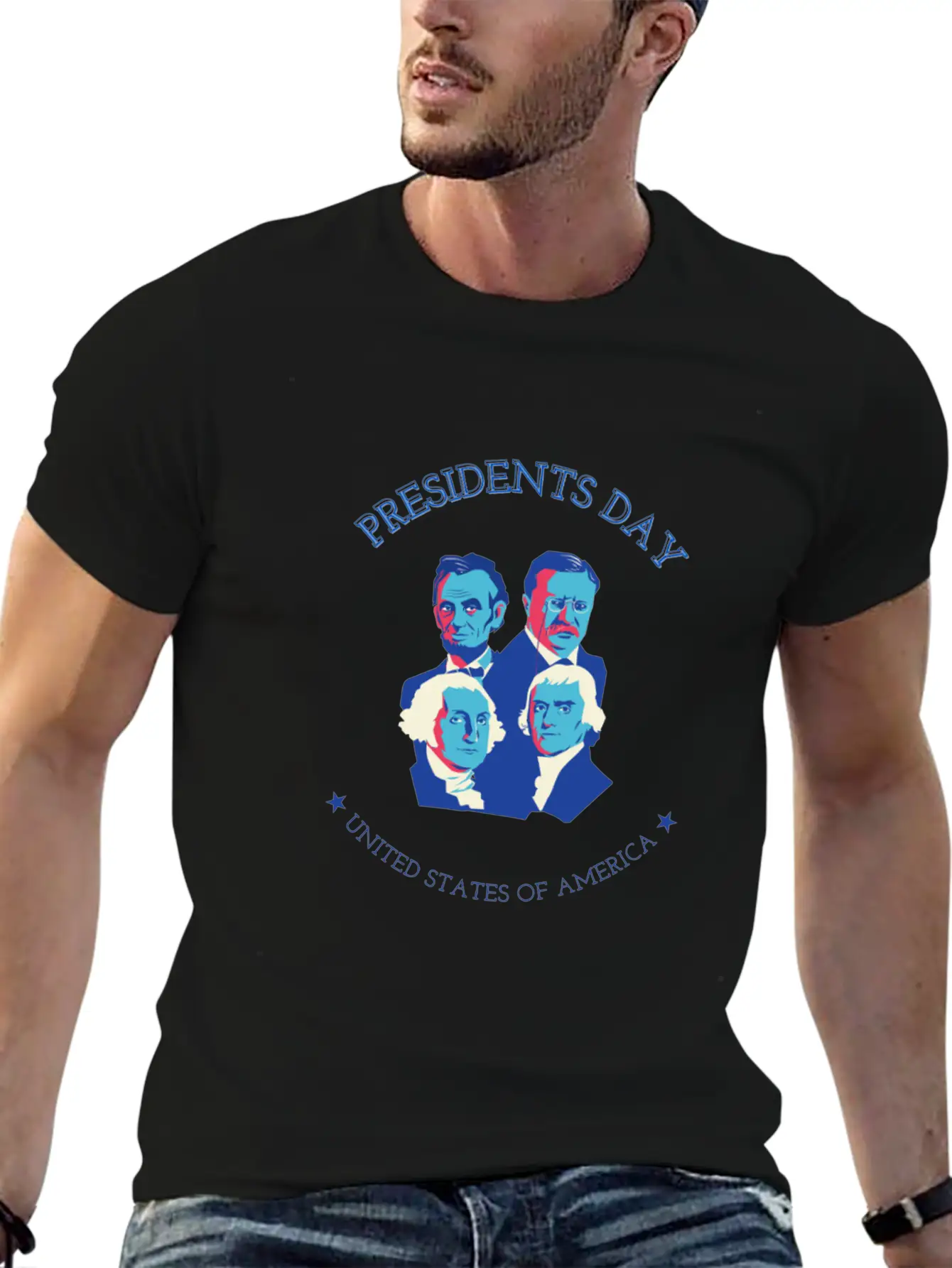 FOUR PRESIDENTS. PRESIDENTS DAY Unisex Short Sleeve Soft Cotton T-Shirt – Casual Everyday Wear