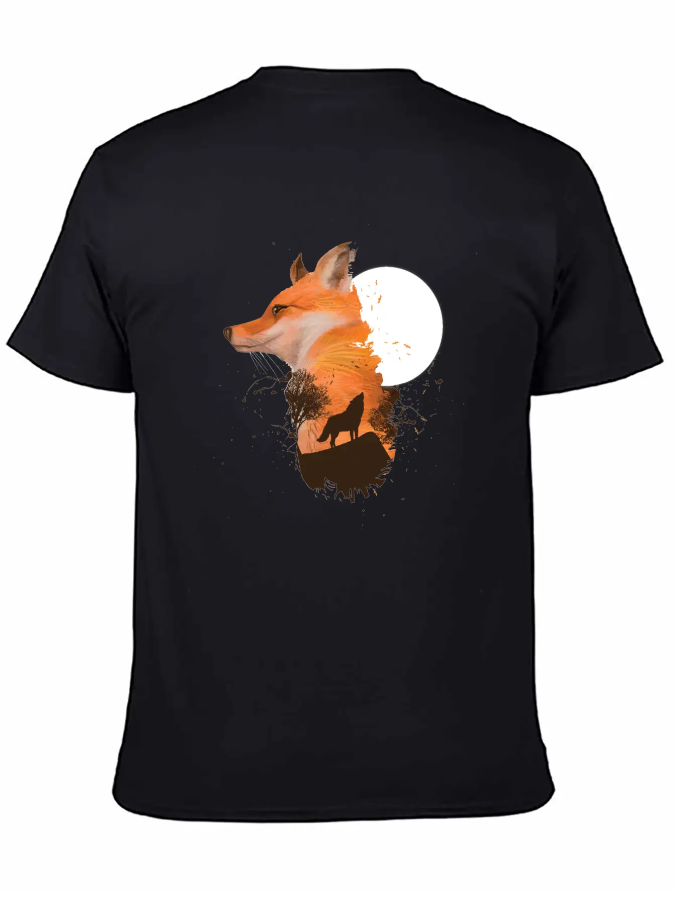 Fox Wolf Design With Full Moon Moon Hunter Hunting Timeless Short Sleeve Tee – Comfy And Minimalist Design