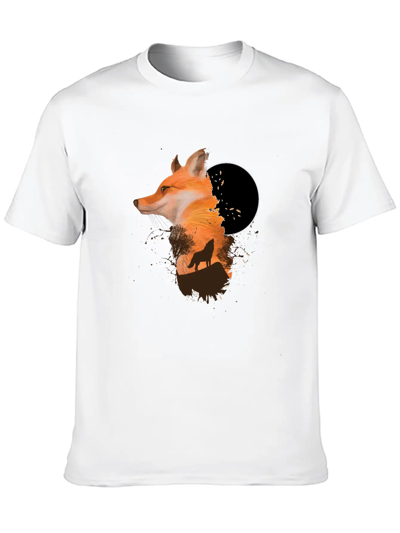 Fox Wolf Design With Full Moon Moon Hunter Hunting Timeless Short Sleeve Tee – Comfy And Minimalist Design