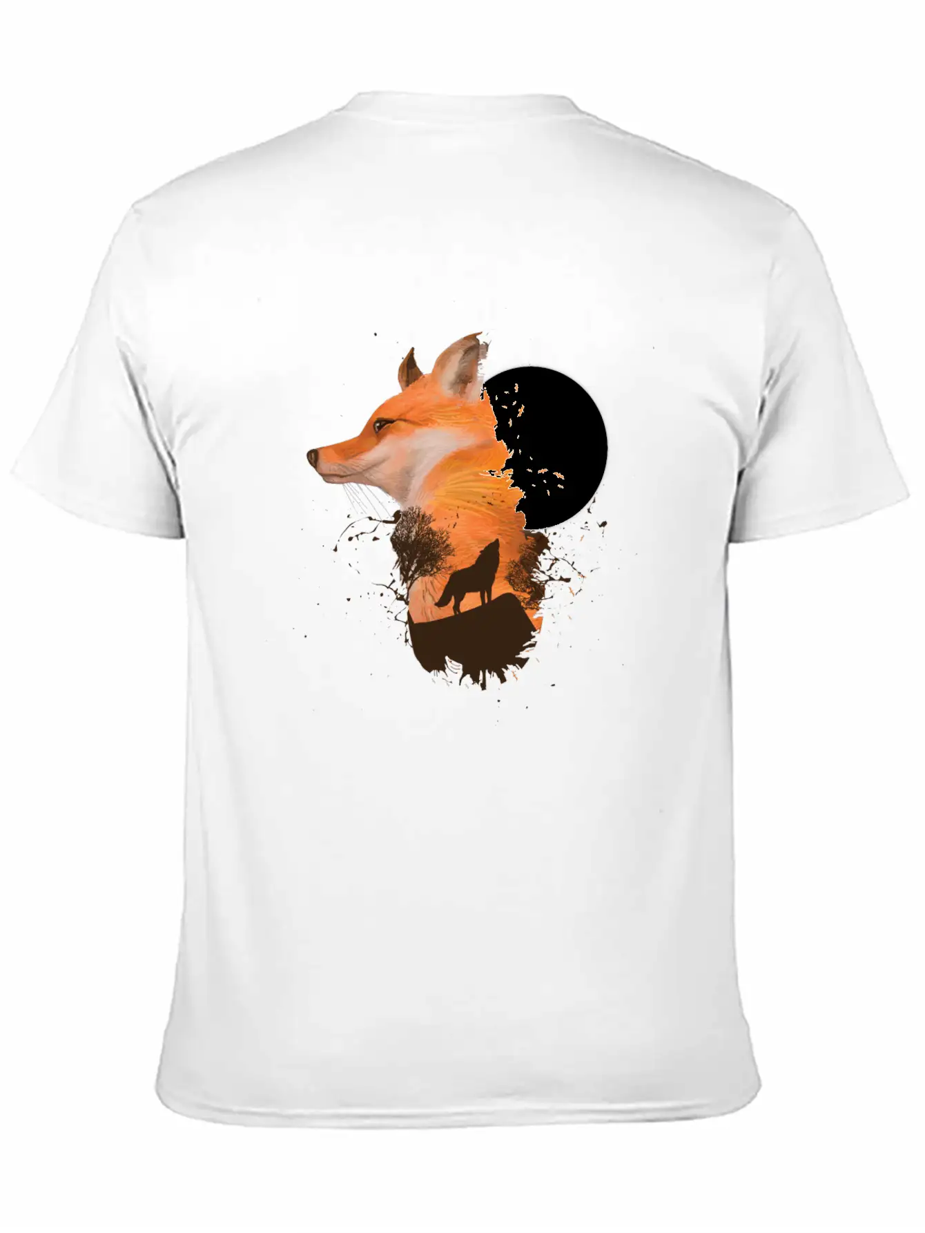 Fox Wolf Design With Full Moon Moon Hunter Hunting Timeless Short Sleeve Tee – Comfy And Minimalist Design