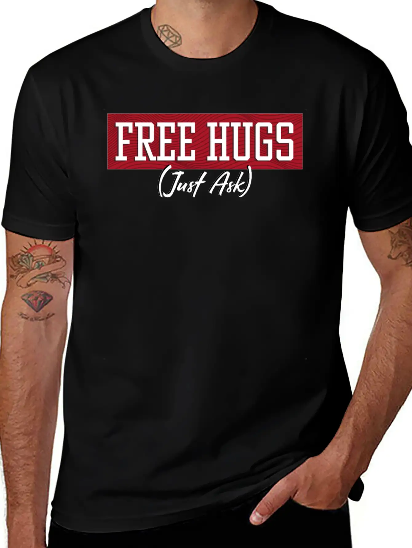 Free Hugs Just Ask Essential Unisex Summer Tee – Soft Cotton Casual Fit