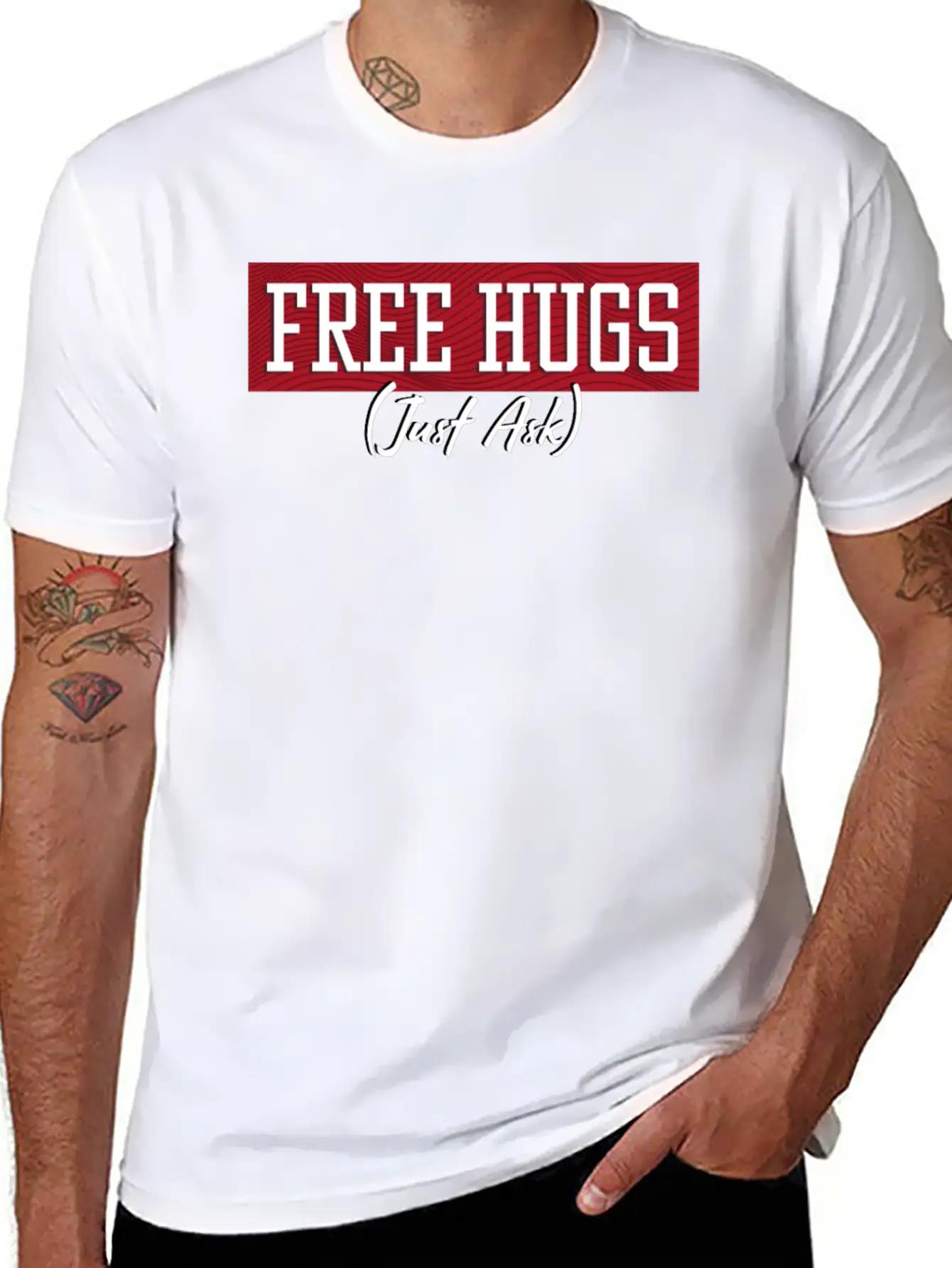 Free Hugs Just Ask Essential Unisex Summer Tee – Soft Cotton Casual Fit