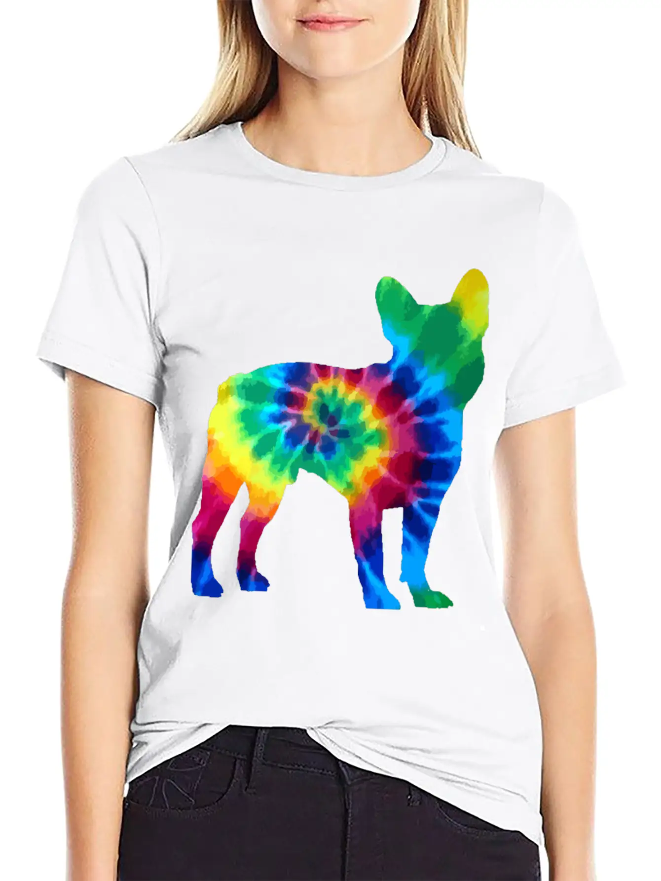 French Bulldog Tie Dye Vintage Hippie Dog Mom Dad Stylish Everyday T-Shirt – Unisex Basic Cotton Tee