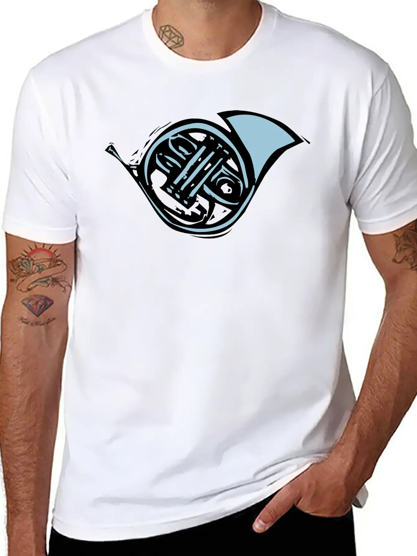 French Horn Stylish Everyday T-Shirt – Unisex Basic Cotton Tee