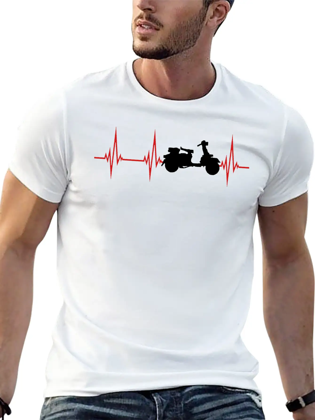 Frequency Heartbeat Scooter Pulse Clip Clipart Dri Comfortable Minimalist Graphic Tee – Summer Style Essential