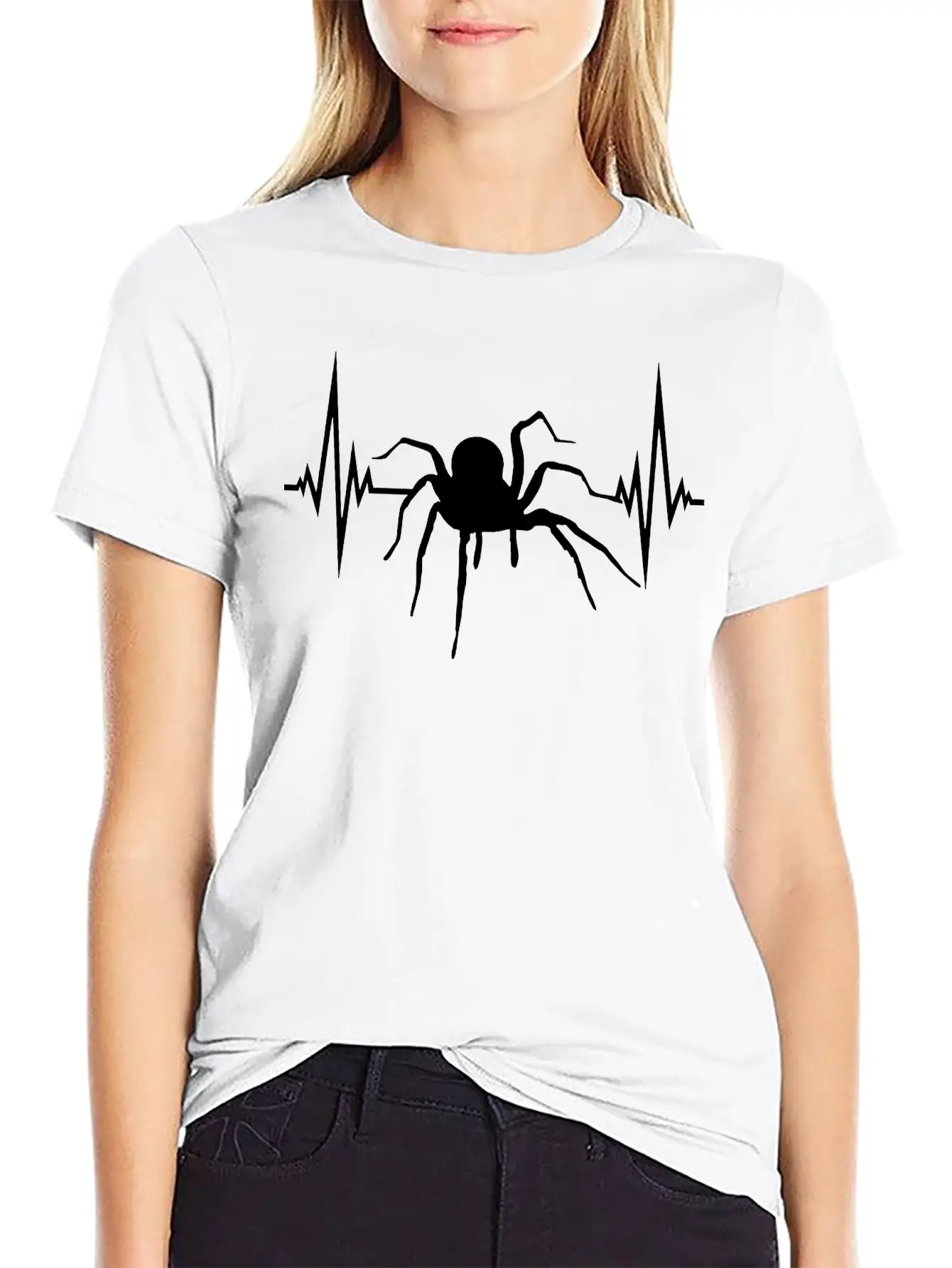 Frequency Heartbeat Spider Bird Spider Design Clip Stylish Everyday T-Shirt – Unisex Basic Cotton Tee