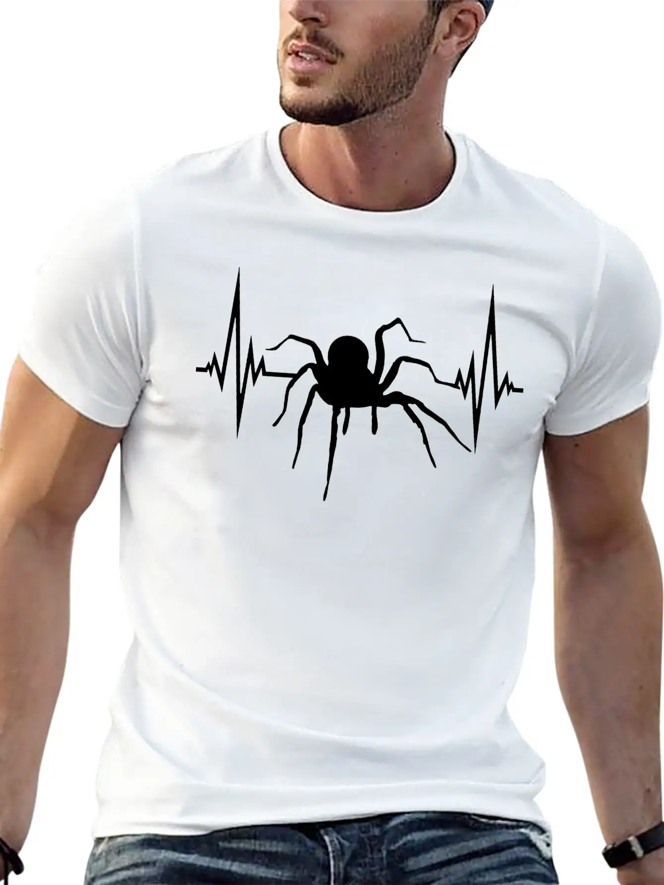 Frequency Heartbeat Spider Bird Spider Design Clip Stylish Everyday T-Shirt – Unisex Basic Cotton Tee