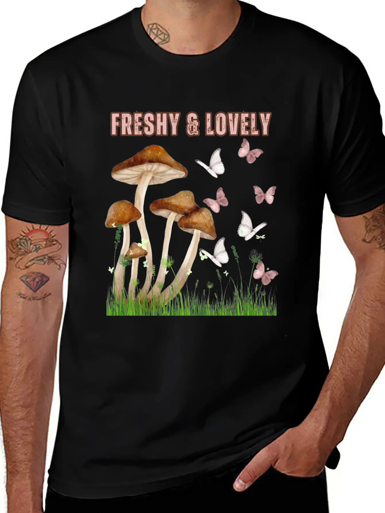 Freshy Lovely MushRooms 1 Stylish Everyday T-Shirt – Unisex Basic Cotton Tee
