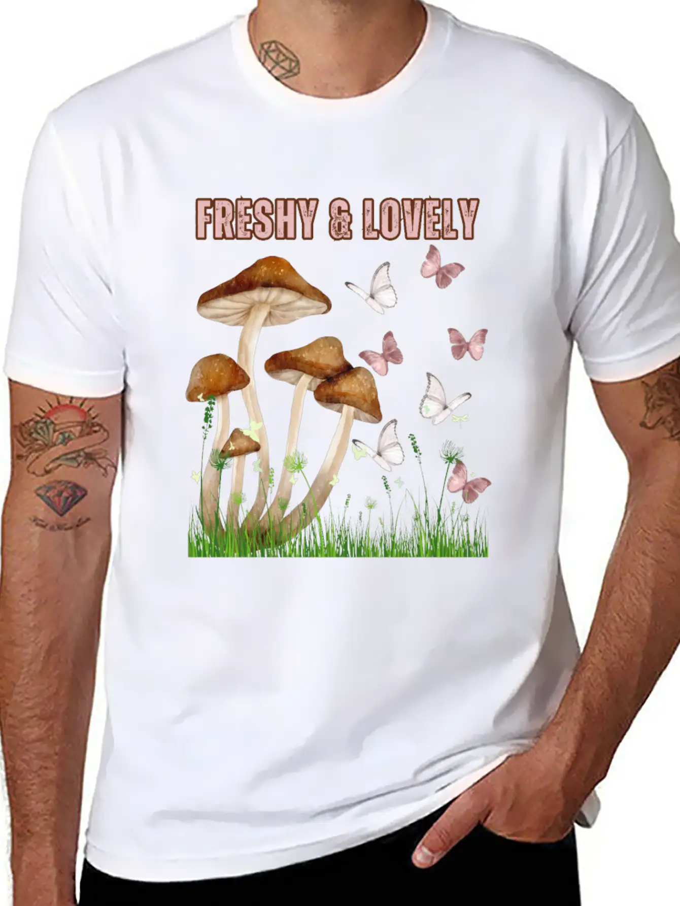 Freshy Lovely MushRooms 1 Stylish Everyday T-Shirt – Unisex Basic Cotton Tee